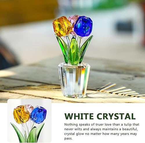 Miniatura 8 de H&D HYALINE & DORA Ramo de flores de cristal, figura de pisapapapeles coleccionable para aniversario, boda, día de San Valentín, centro de mesa