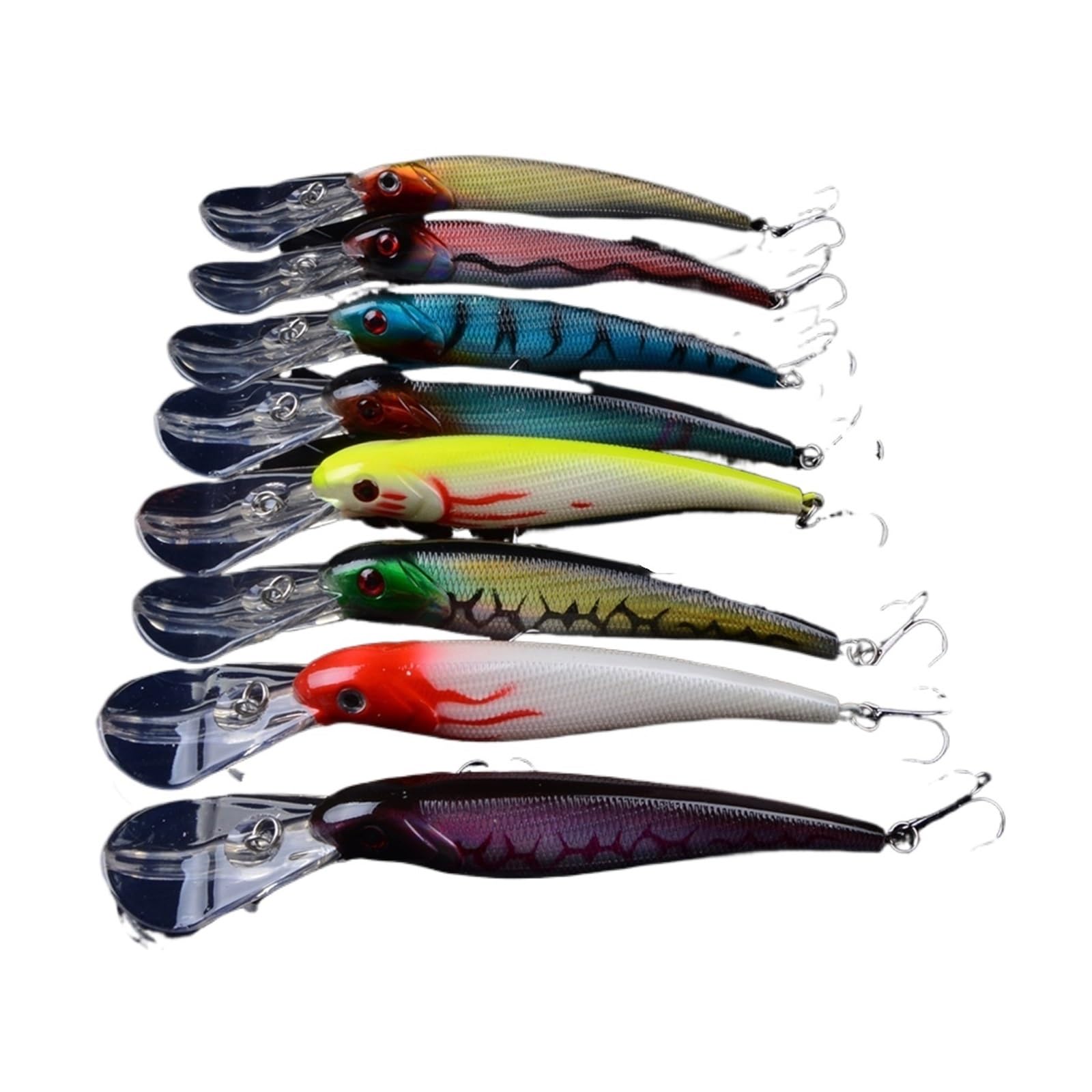 XILILHC 8 Stück 16,5 cm 28 g große Elritze Angelköder Tiefseebarsch Köder künstlicher Wobbler Fisch Crankbait Schwimmköder Tauchen 3D Augen