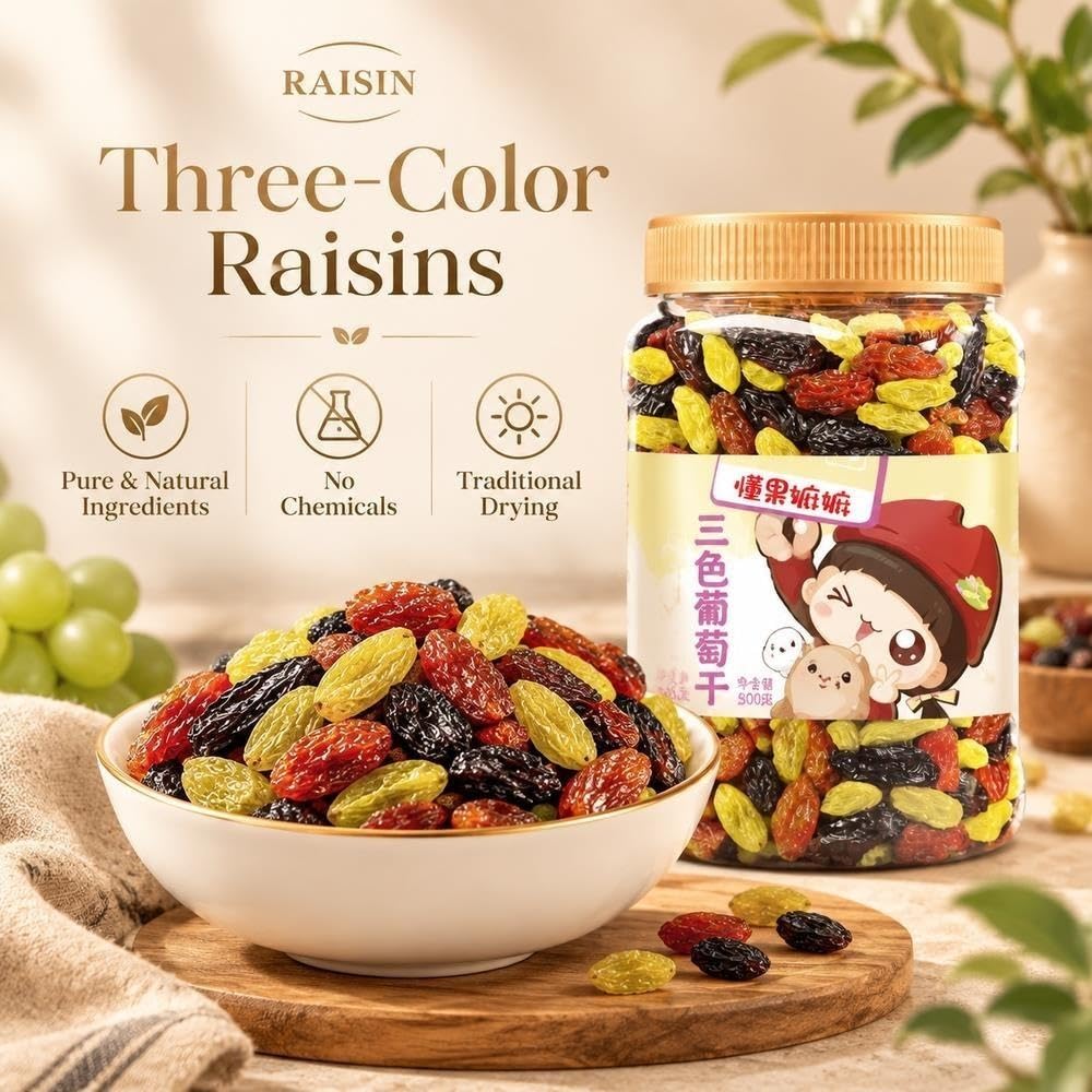 Pasas Tricolor Sin Semillas Tarro 500g