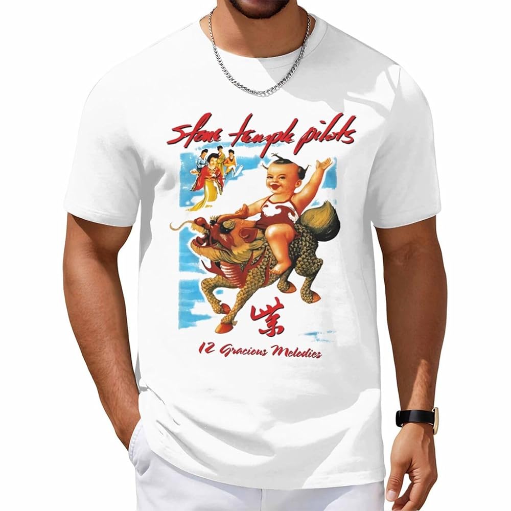 【2plan】Digital Stone Band Short Sleeve Tee Stone Band Temple Pilots Shirt Men Cotton Basic T Shirts