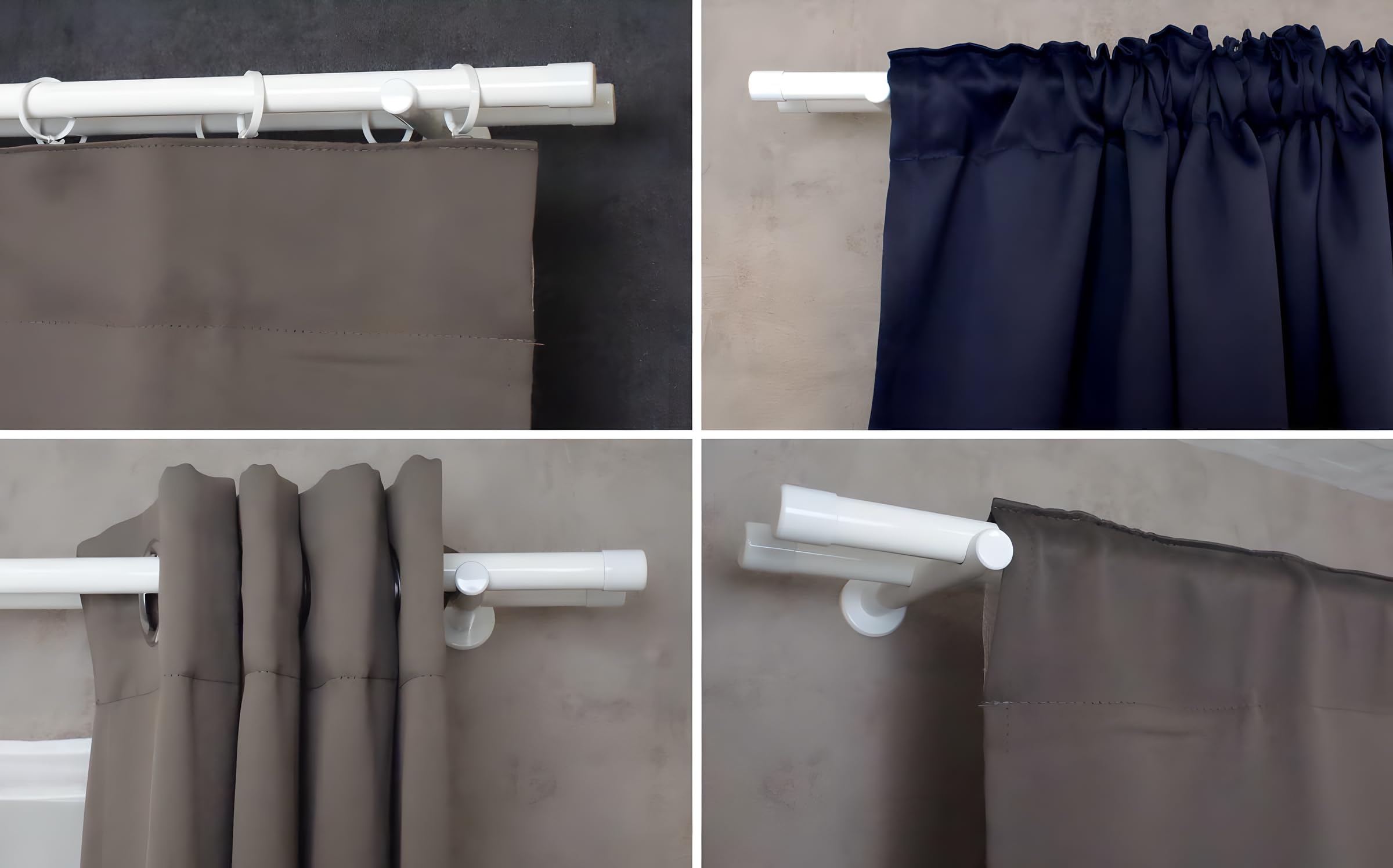 iso-design Gardinenstange weiss 2-läufig 20 mm, Komplettset aus Metall, Vorhangstange zur Wandmontage, Gardinenstangenrohr aus Aluminium, Endstück Kappe 200 cm