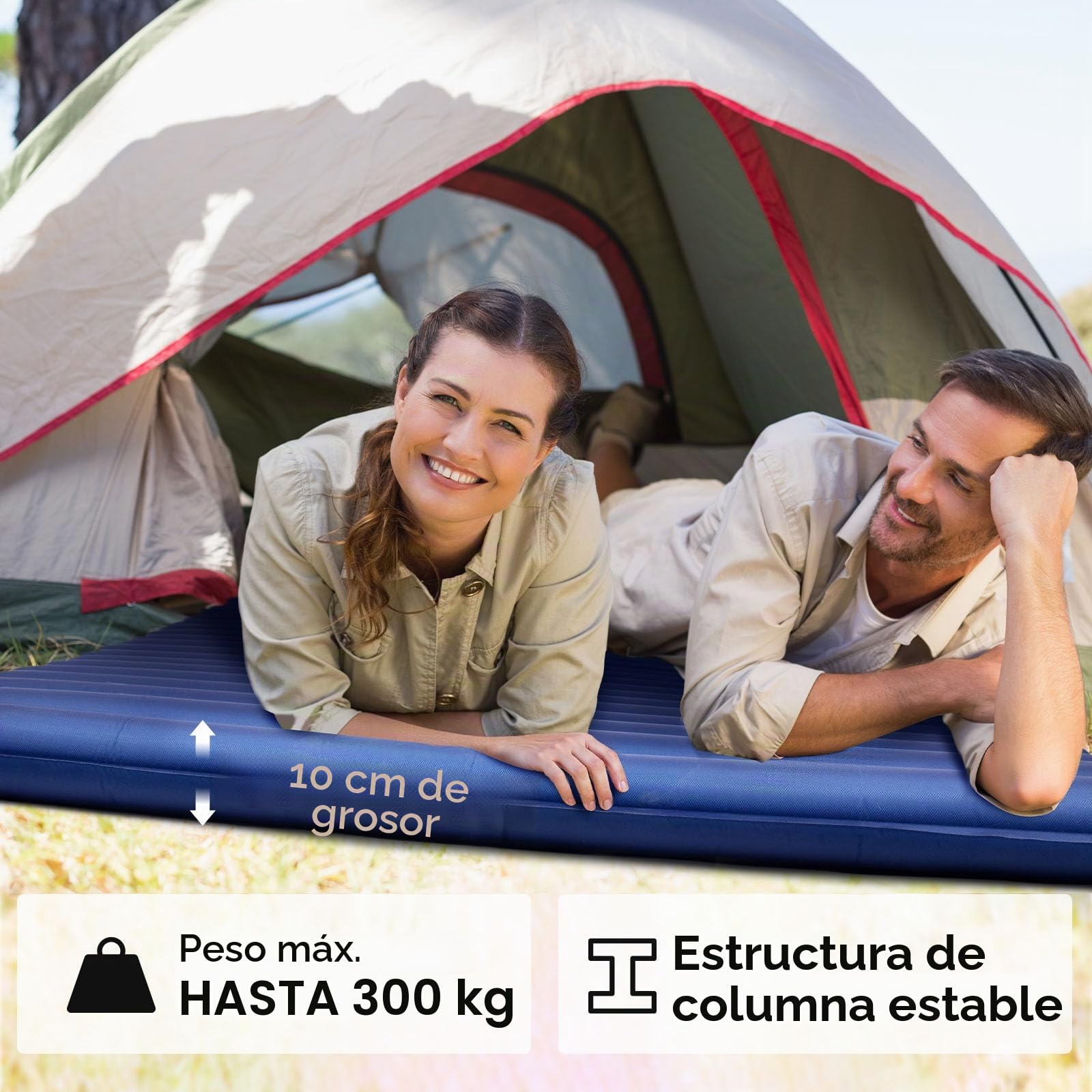 HIKENTURE - Esterilla Aislante para Camping, Ultraligera, Doble colchoneta Aislante Hinchable para 2 Personas, colchón de Aire para Dormir…