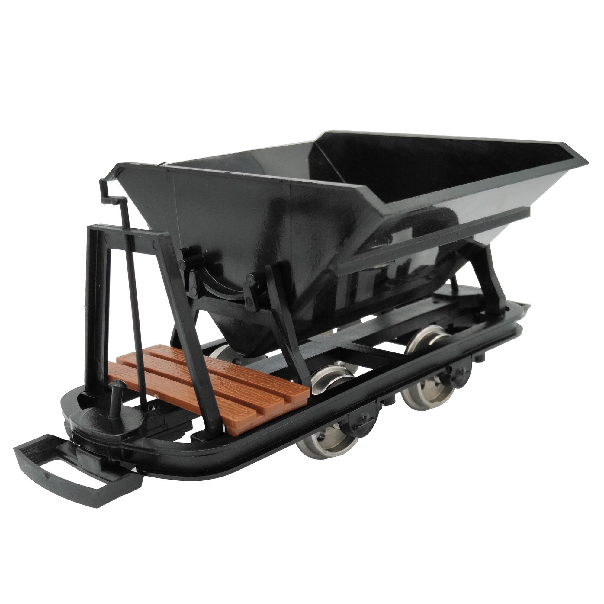 Kipplore mit Bremserbühne schwarz - Grubenhunt Feldbahnwagen - Selbstbauwagen/Bausatzwagen - Gartenbahn Spur G