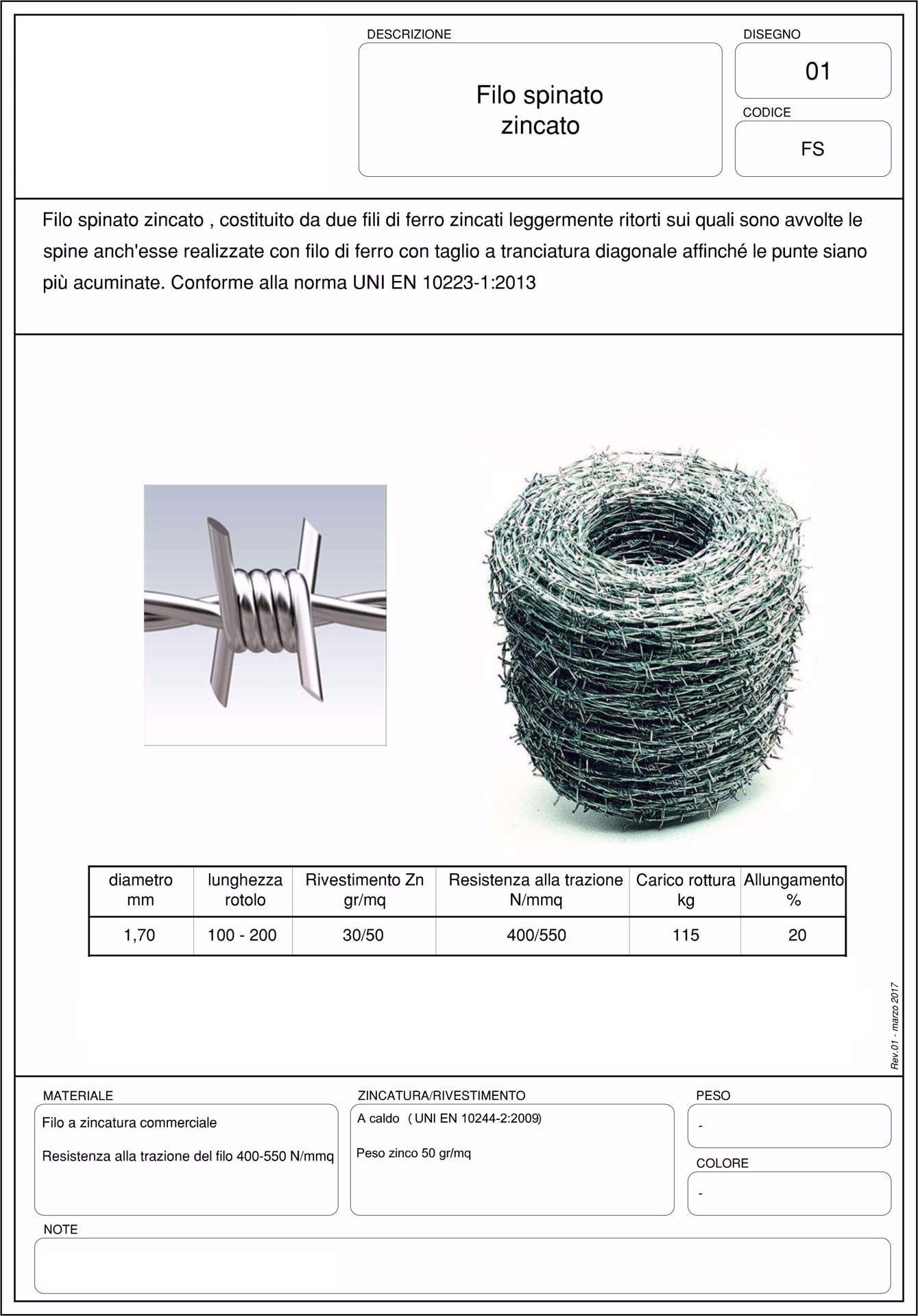 Filo Spinato Zincato 1,7mm 200m Rotolo Recinzione Barriera Antiarrampicata Flessibile Made in Italy