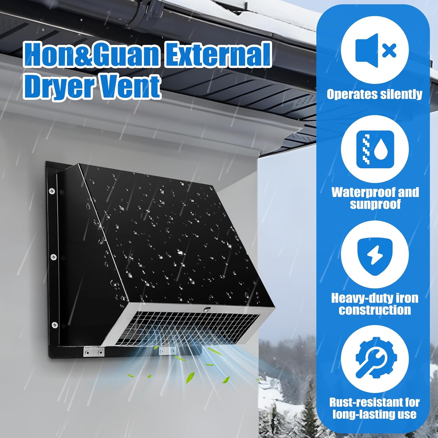 Wall Vent Cap for Microwave Vent 6’’ Round Duct Vent Cover for Kitchen Range Hood Microwave Exterior Wall Vent Cover, Galvanized Steel Black