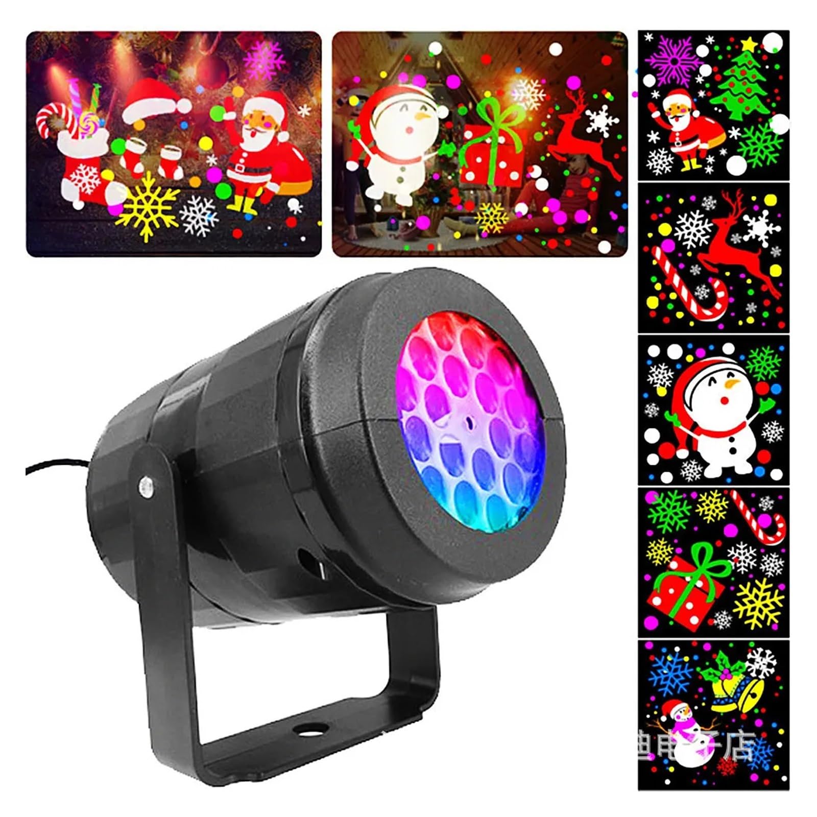 KMEYLE Projecteur Noel Exterieur Projecteur LED de noël à 16 Motifs, Lampe rotative, imperméable, décorat de Vacances en Plein air, Flocon de nei, lumières de fête Effets Magiques De Chute De Neige