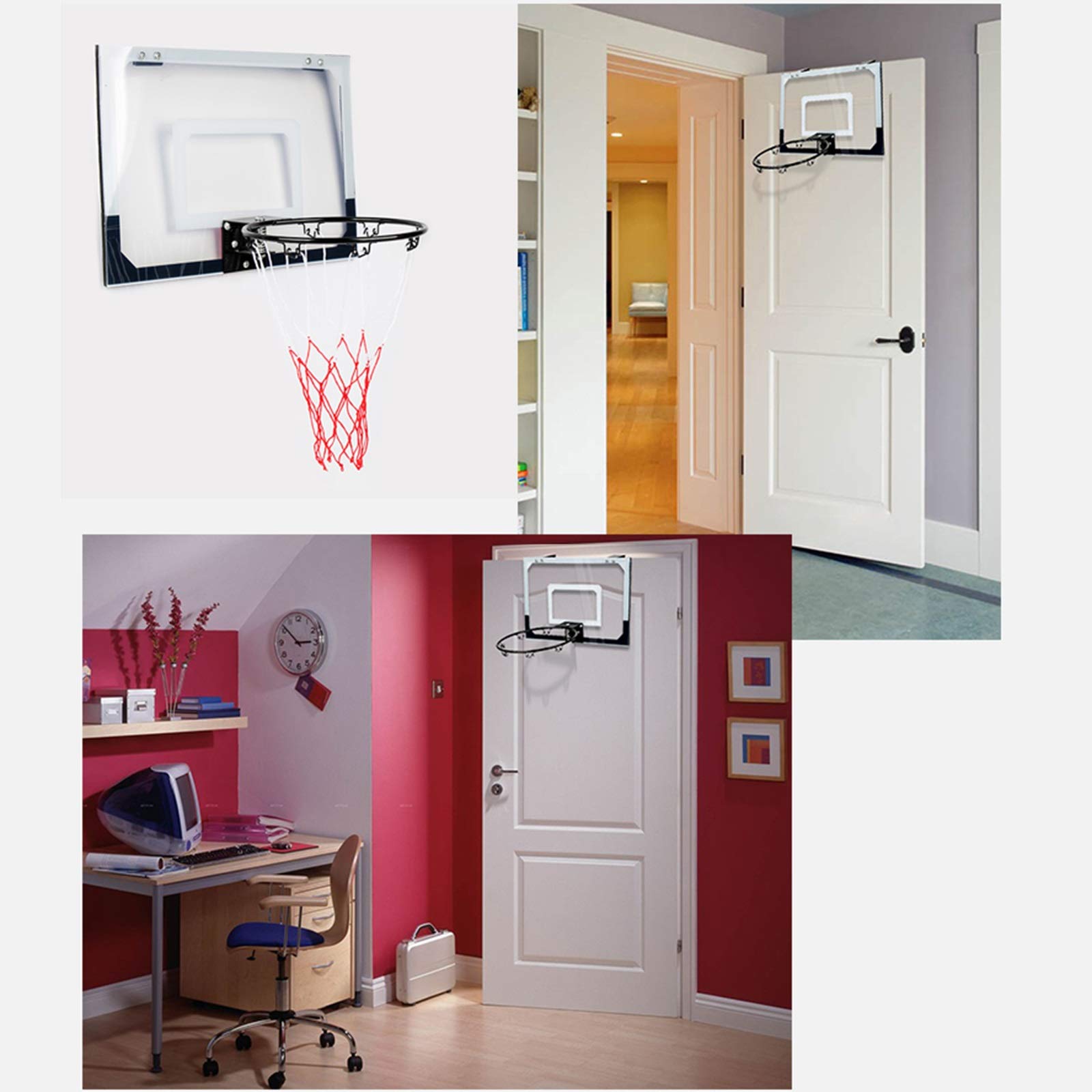 Tableros de Baloncesto para Montaje en Pared, aro de Baloncesto con Redes y Bomba, para Juegos de Mesa Arcade de Parques de dormitorios,