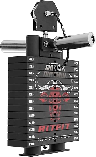 Miniatura 16 de RitFit Máquina Buffalo Smith, jaula eléctrica con sistema LAT-Pull Down y sistema de cruce de cables, estante de sentadillas todo en uno para