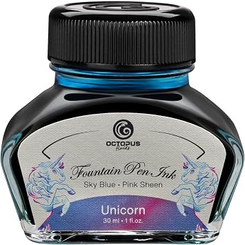 Octopus Fluids Unicorn Glossy Ink Fountain Pen Ink, Glossy Ink, Blue, 30ml