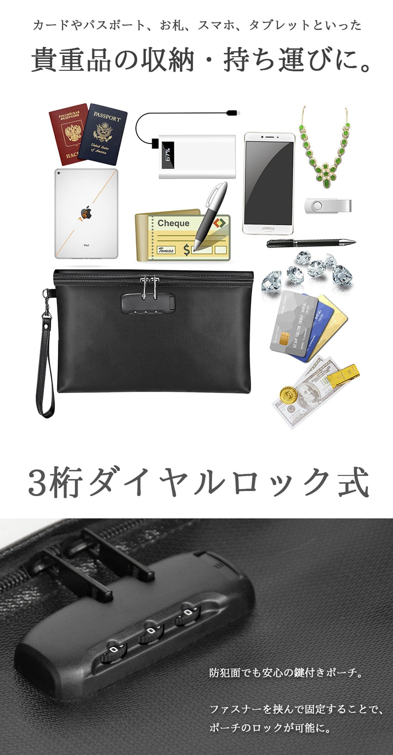 Amazon.co.jp: グランディオス 【 2サイズ 】 防火 ポーチ バッグ 耐火