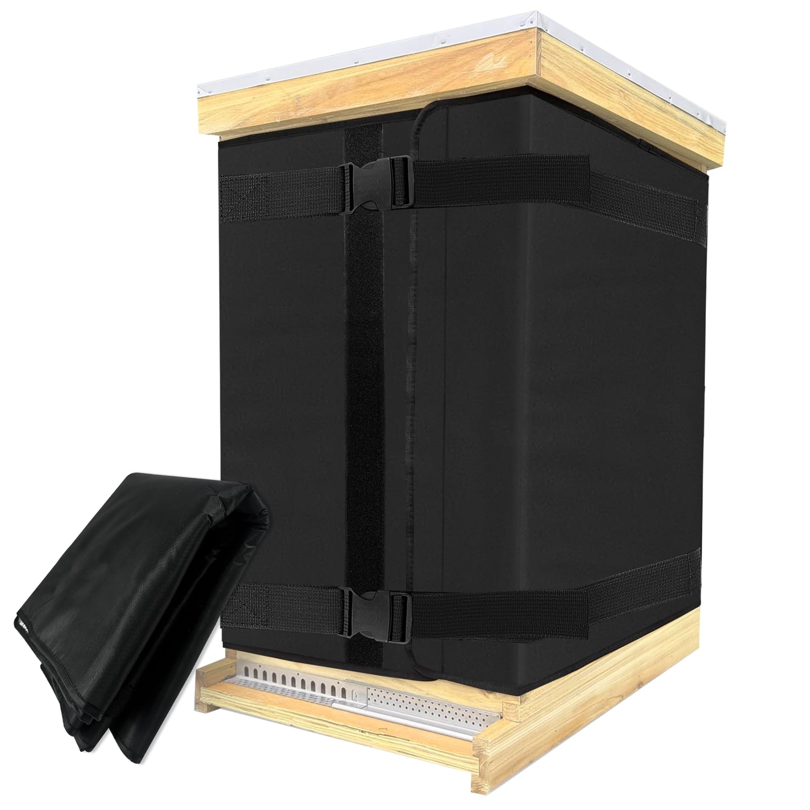 Insulated Winter Beehive Wrap - Fits 8 & 10 Frame Beehives, Waterproof & Windproof, 3-Layer Protection, Adjustable Cover for Cozy Hives - Black.1pcs