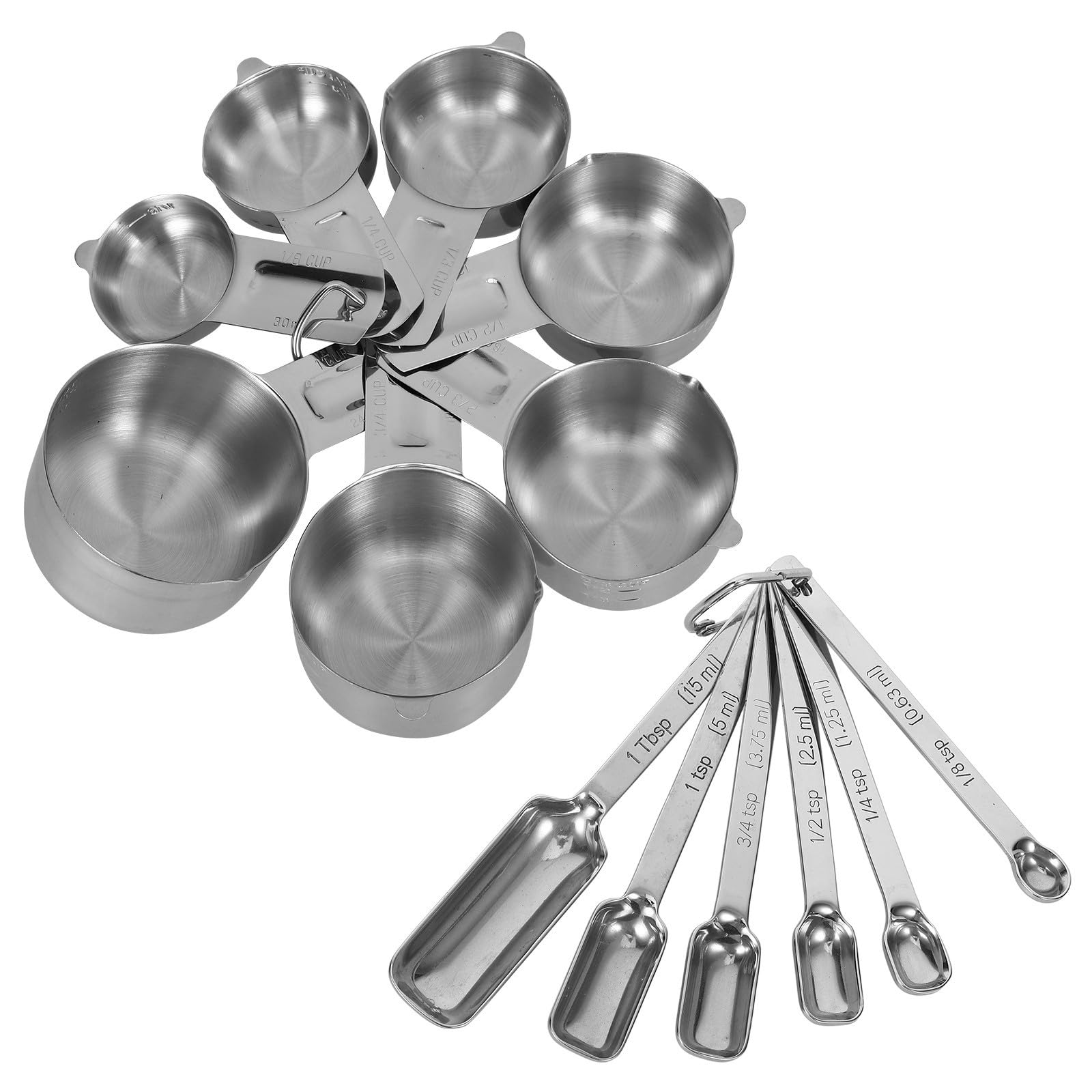 Toyvian Set di Misurini e Cucchiai in Acciaio Inox 304 Misure Precise, Salvaspazio, Capacità da 0,63ml a 240ml, per Cucina e Cottura Domestica