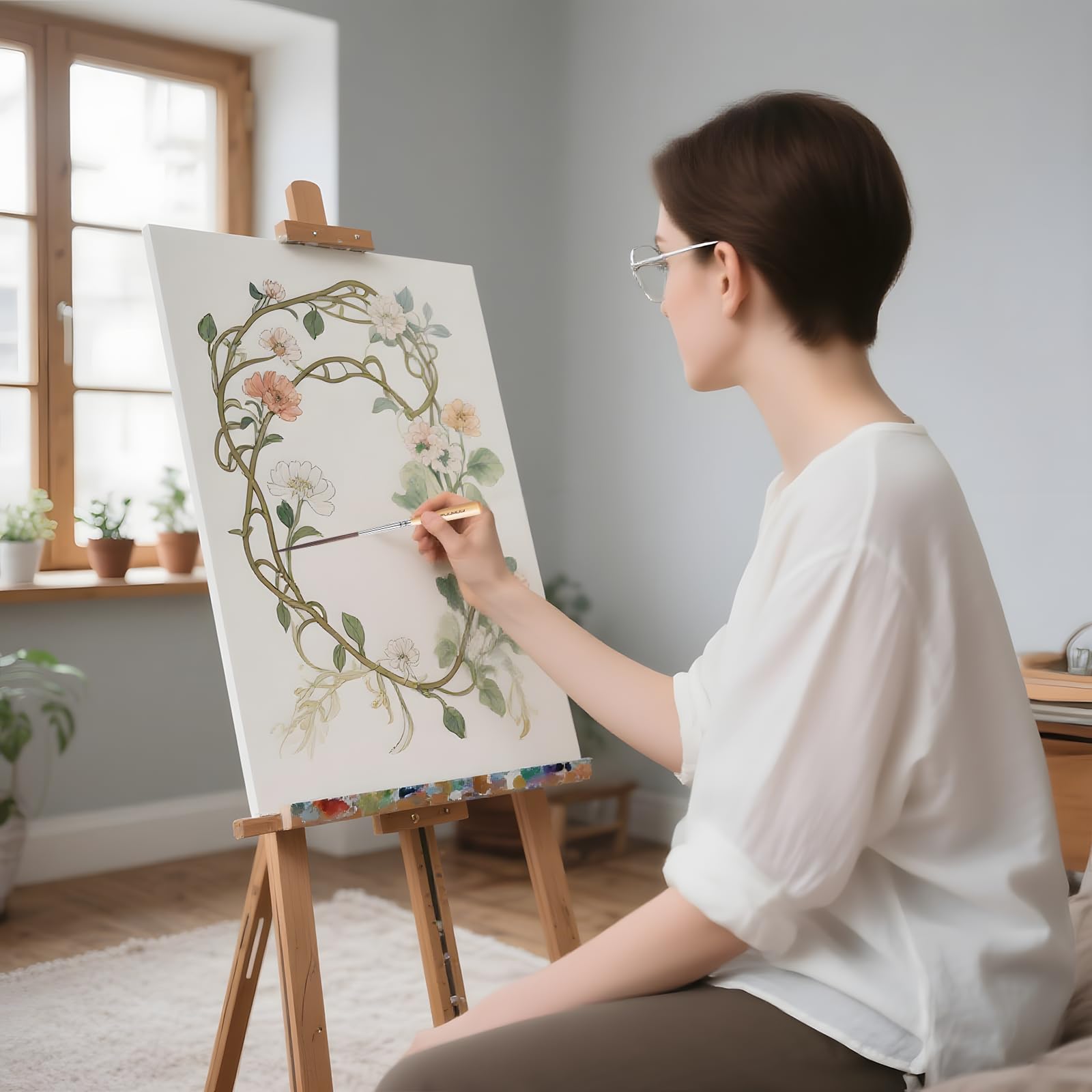Fuumuui Pinceles de pintura largos de pelo de buey, grado artista, 3 unidades, varios tamaños para rellenar esquinas, marcar, contornear, crear bordes de borde, aceite acrílico acuarela