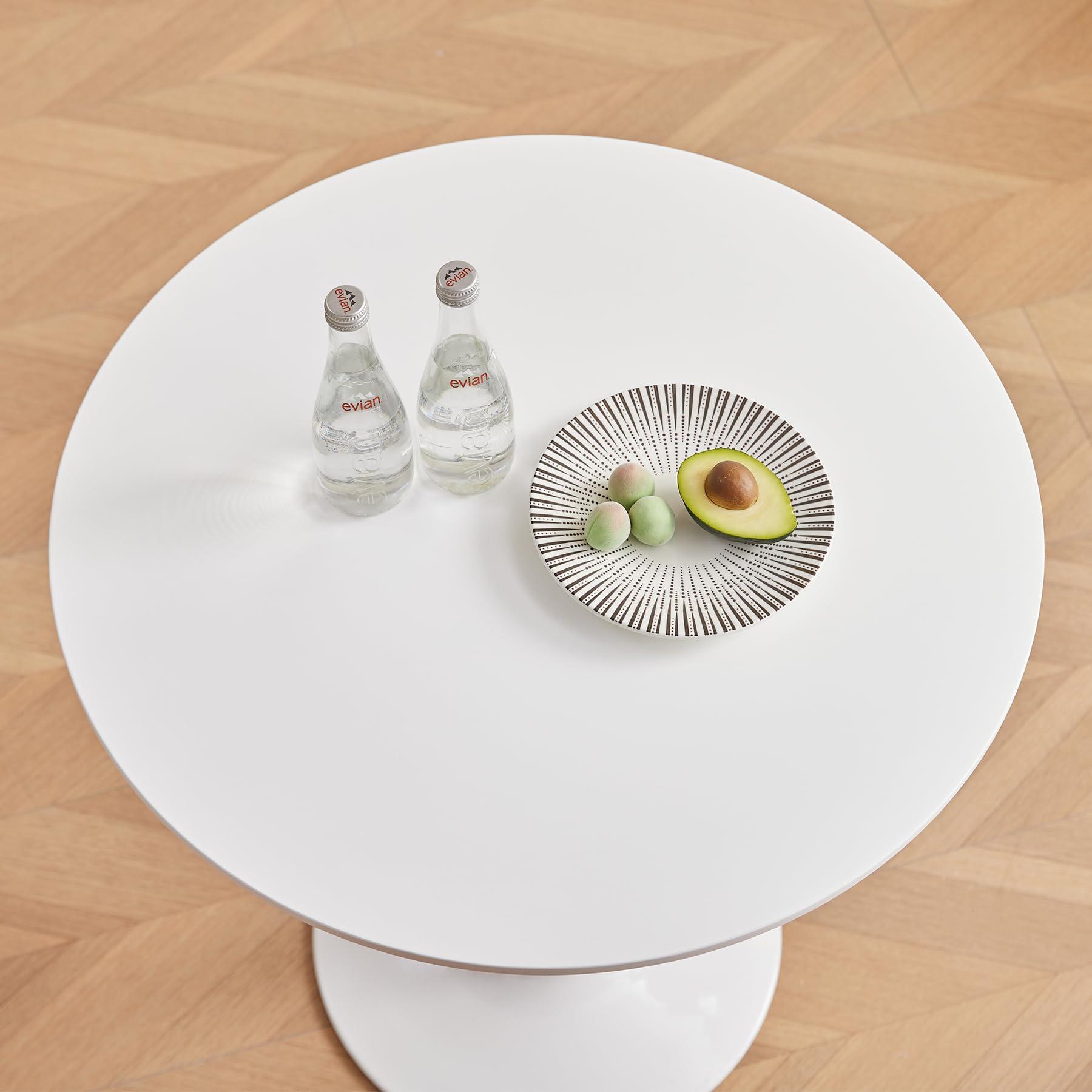 GrandCA HOME Table de Salle à Manger Ronde Moderne Blanc de 70 cm avec Piédestal Design Tulipe, Table de Loisirs Mid-Century pour Cuisine, Salle à Manger et Salon