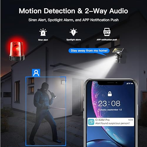 Miniatura 5 de Cámaras de seguridad solar 4K inalámbricas para exteriores, 2.4 GHz, WiFi de 360  con pilas, cámaras PTZ para seguridad en el hogar con visión