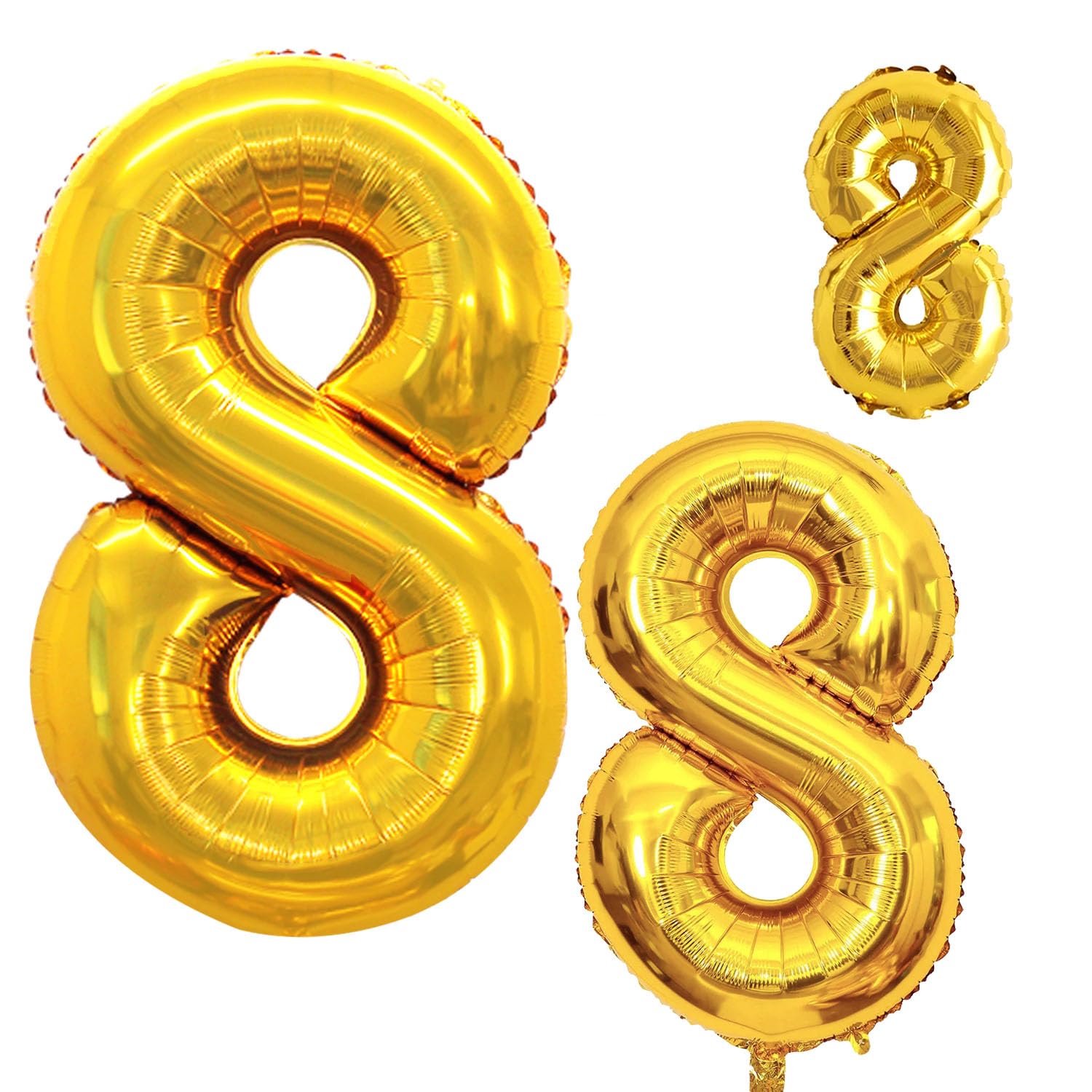 GOER Gold Foil Balloons Number 8,Huge Number Balloons for 8th 18th 28th 38th 48th Birthday Party Supplies Anniversary Decorations (3 pcs,42 inch,32