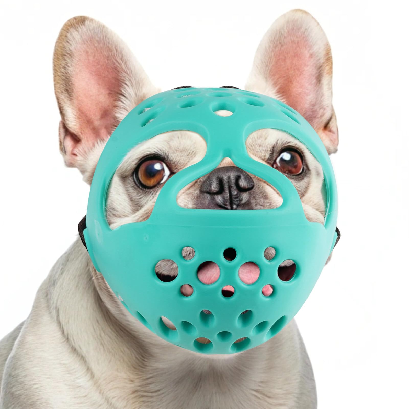 BARKLESS Muzzle for Short Snout Dog, Soft French Bulldog Muzzles to Prevent Biting, Brachycephalic Dog Mouth Guard for Aggressive Frenchie Boston Terriers Grooming Walking, Allows Panting