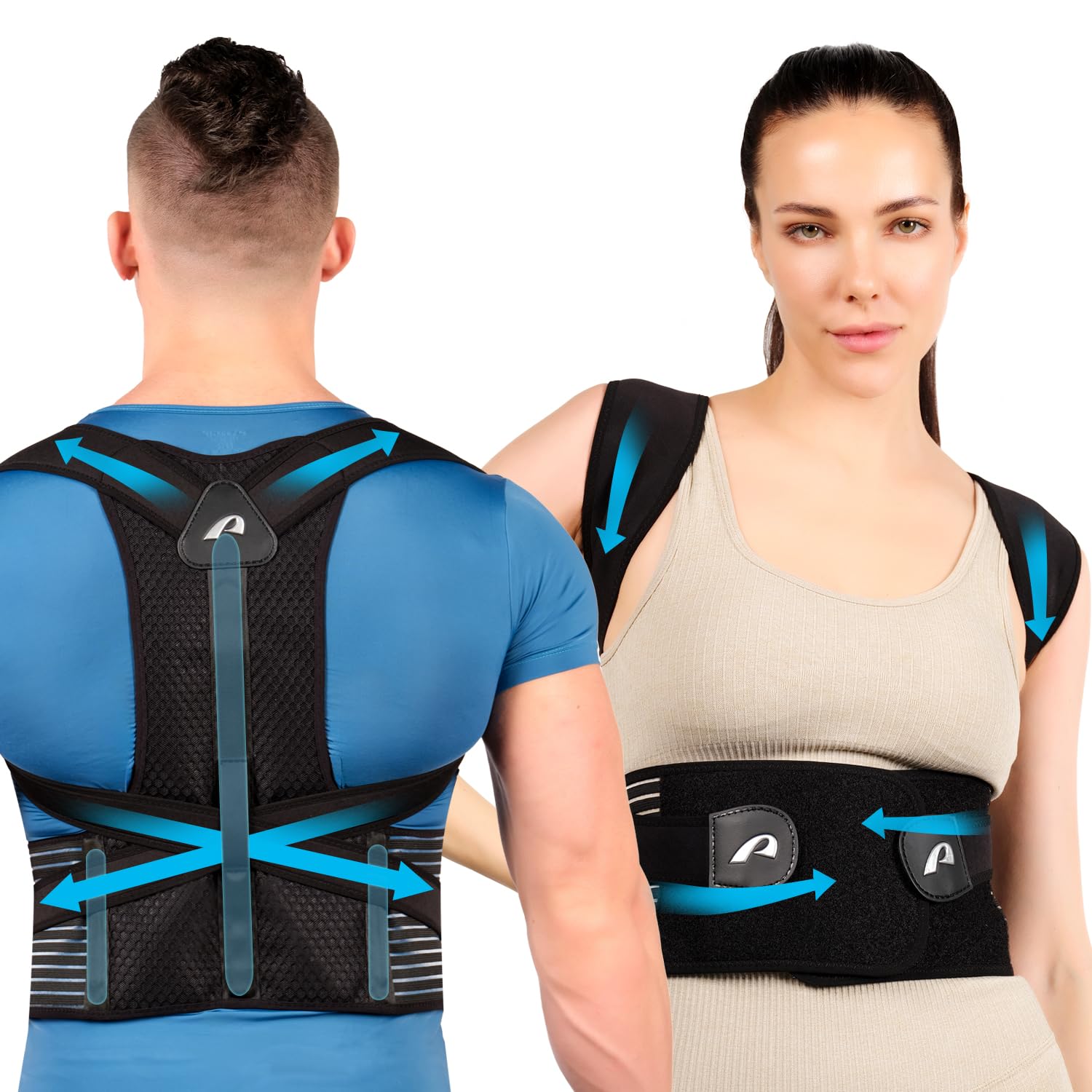 AOFITBack Brace Posture Corrector for Women and Men, Adjustable Full Back Support,Scoliosis and Hunchback Correction, Improves Posture