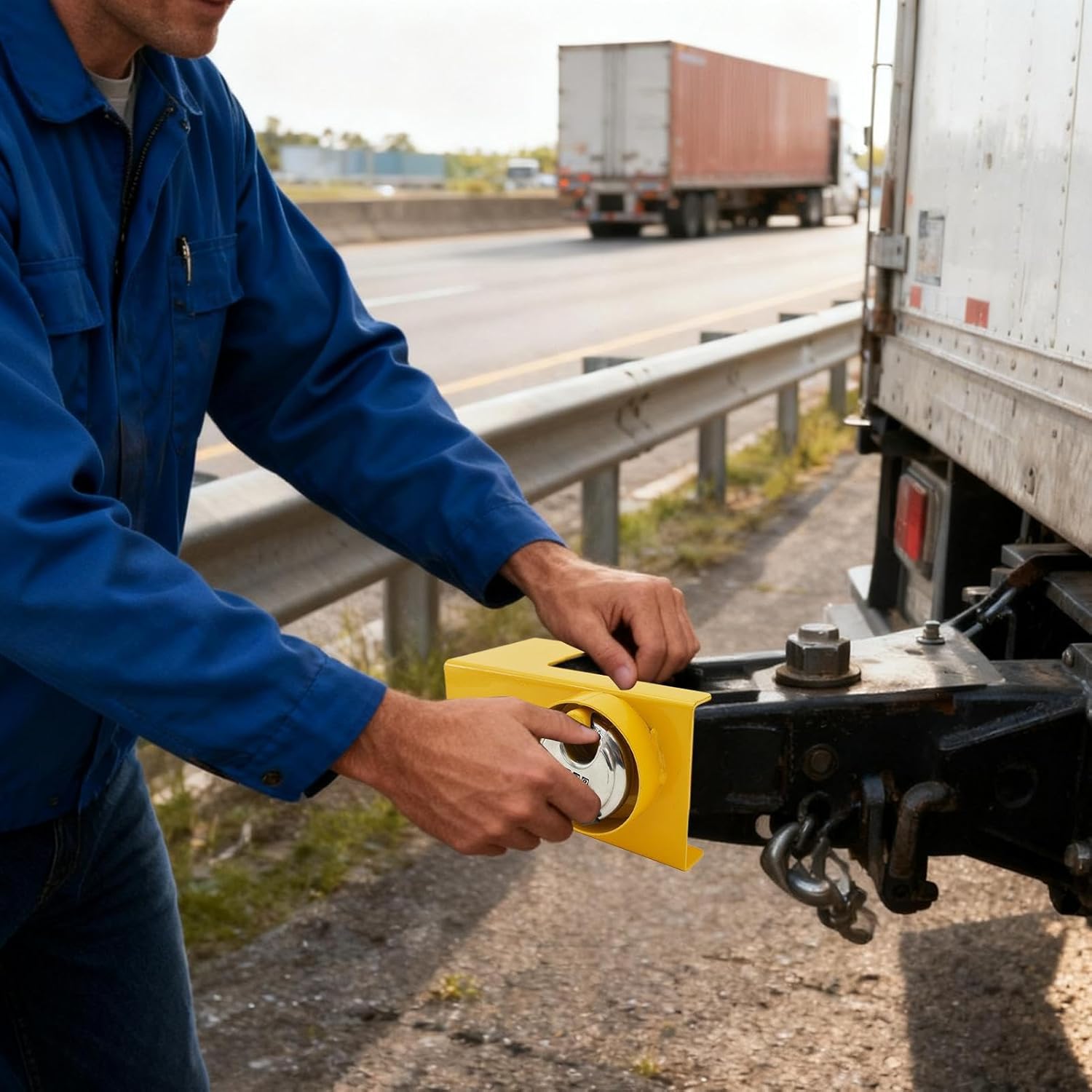 Tongue Lock for Trailer Hitch, Universal Stainless Steel Auto Accessories, Secure Trailer Hitch Lock, Heavy Duty for Cargo Doors Containers Equipment Floor Jack Lawn Mower Pick Rv Towing Van Boats