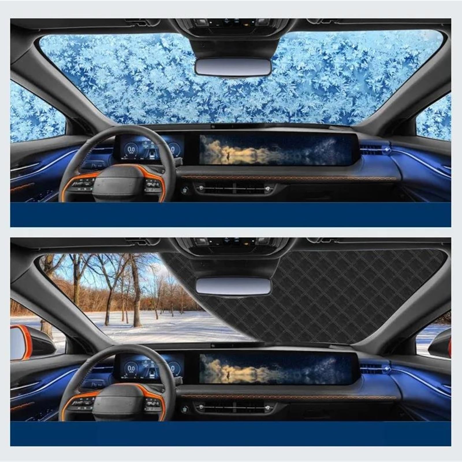 Protezione per Parabrezza per Auto Foglie Anticaduta Parasole per Congelamento Neve Copertura per Parabrezza Accessori Esterni per Auto Copinverno Ertura per Parabrezza Auto(Silver)
