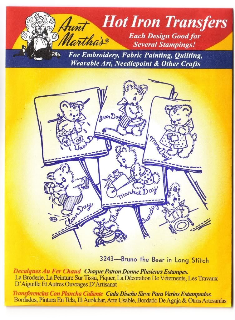 Aunt Martha's Bruno the Bear Hot Iron Embroidery Transfer