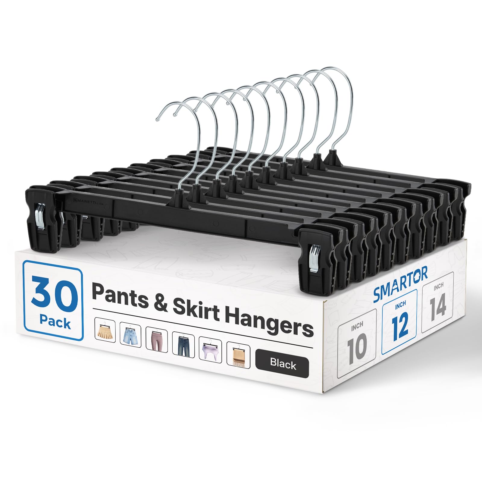 Photo 1 of Smartor Black Pants Hangers 30 Pack (12 Inch)