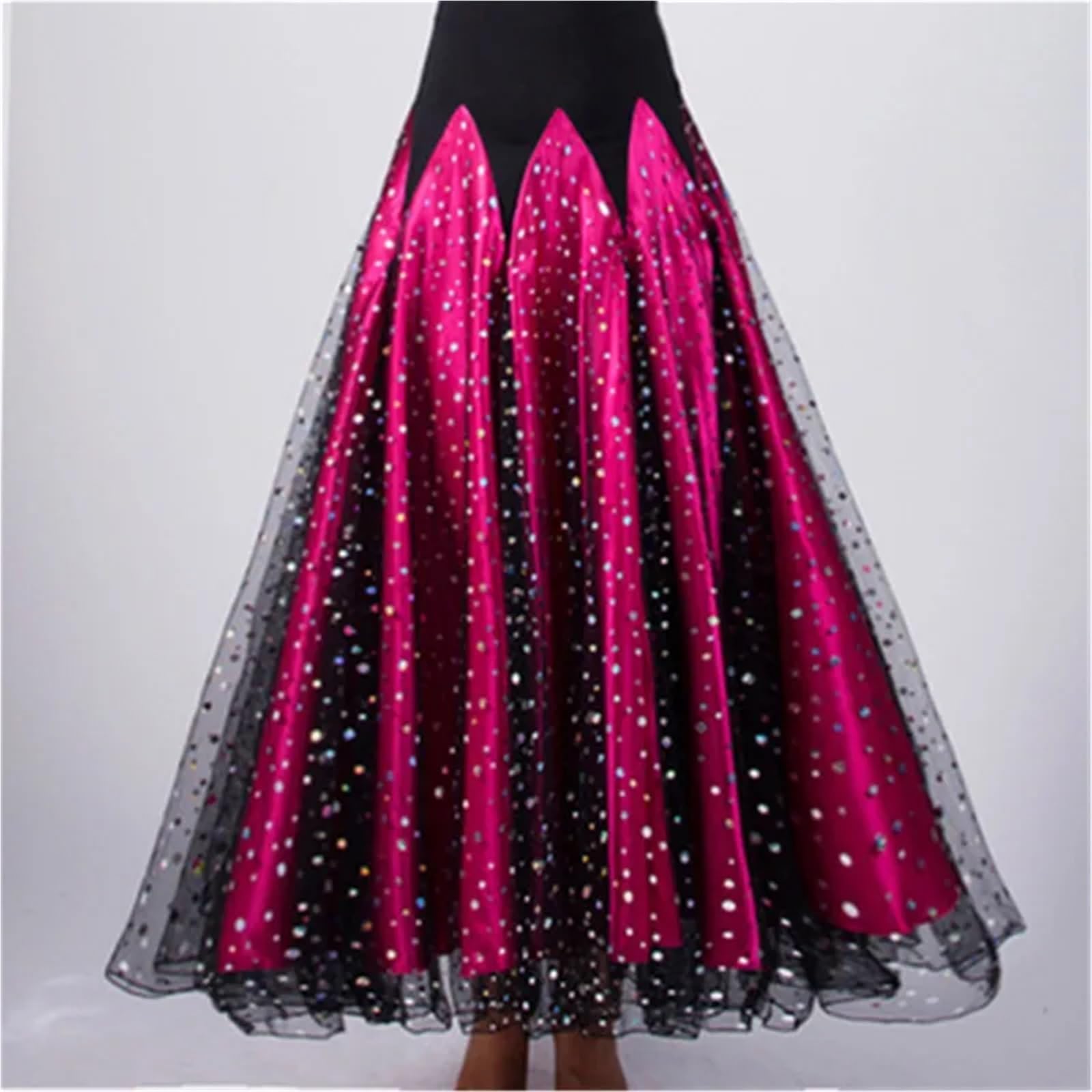 Falda Flamenca Mujer Falda de baile moderna 720 grados for mujer, vestido largo con lentejuelas for práctica salón vals