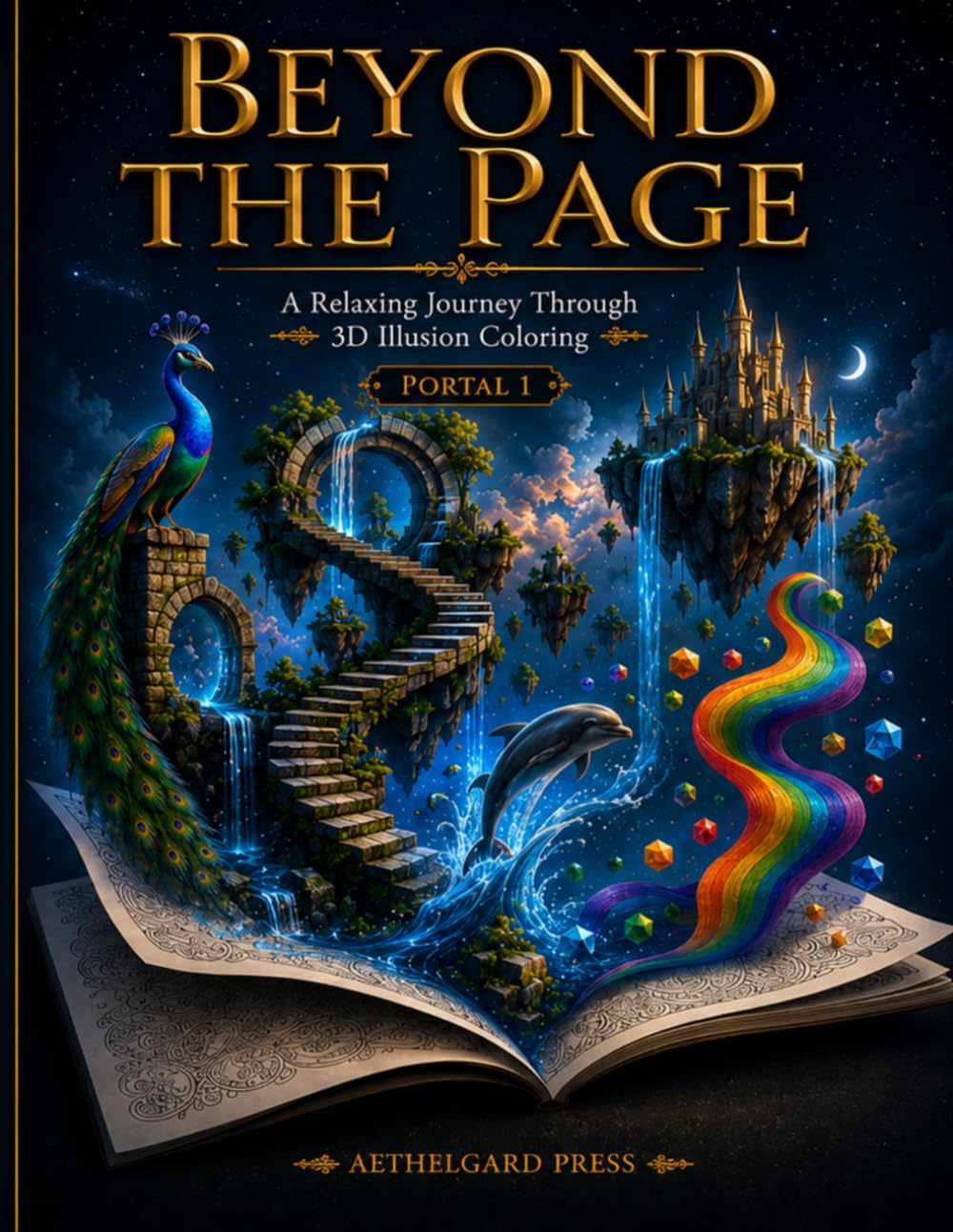 Beyond The Page: A Relaxing Journey Through 3D Illusion Coloring (Aethelgard Coloring Champion Series - The Impossible Worlds)