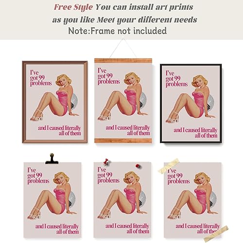 Miniatura 6 de Vintage I'Ve Got 99 Problems And I Caused Literally All Of Them Póster Mujer Cita Divertida Lienzo Arte de Pared de los años 60 y 70 Ama de Casa