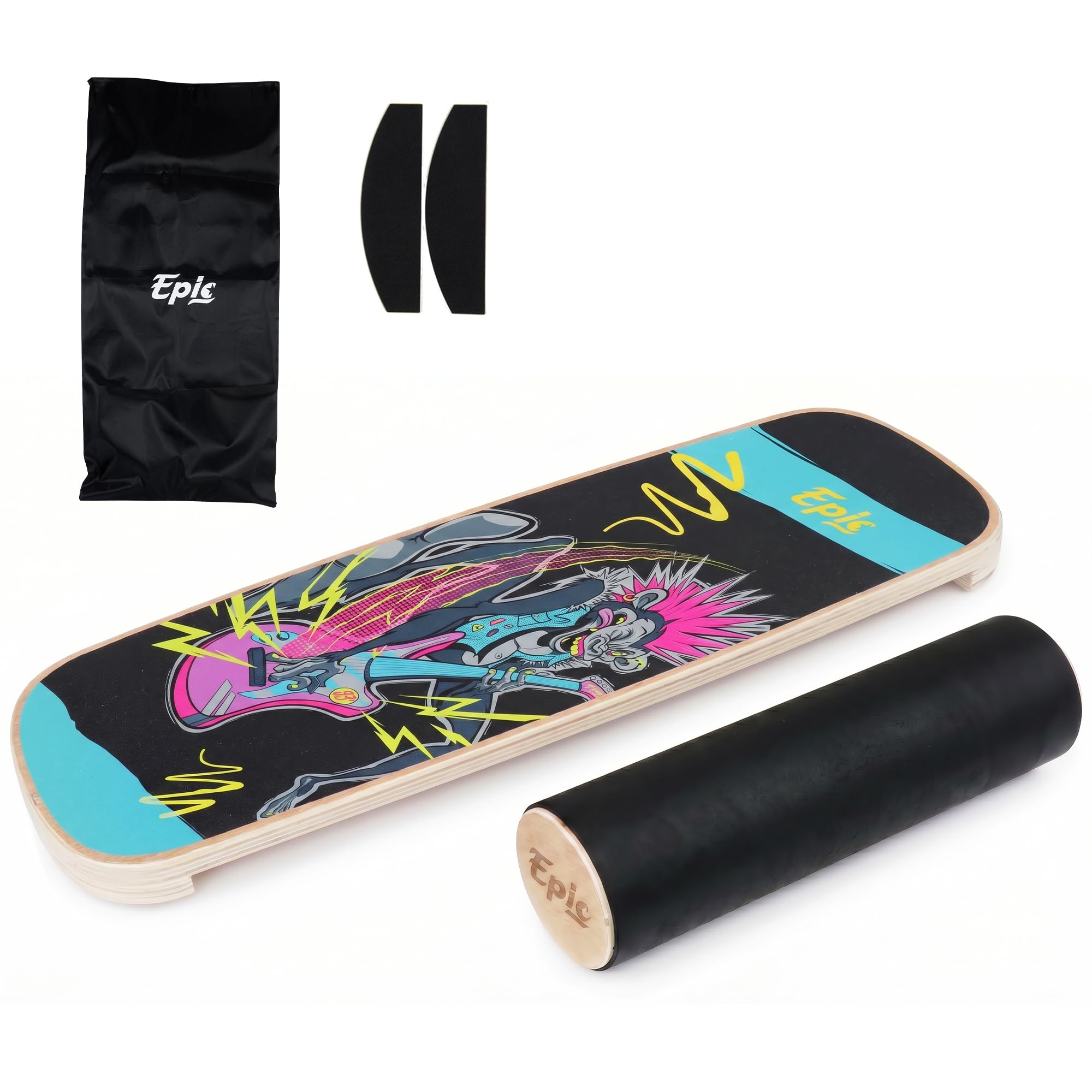 Tabla de equilibrio con rodillo – Entrenador de equilibrio de madera para fitness, tenis, atletismo, surf y snowboard, ideal para todos a partir de 9 años, soporta hasta 150 kg.