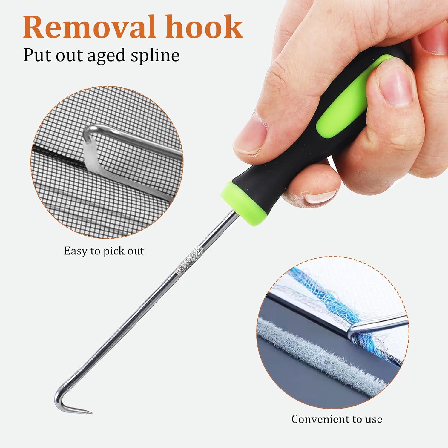 PRETYZOOM Professional Screen Roller Tool Set for Installing and Replacing Window and Door Screens, Aluminum Alloy Material with Hook Accessory, for Home Tool Box Use