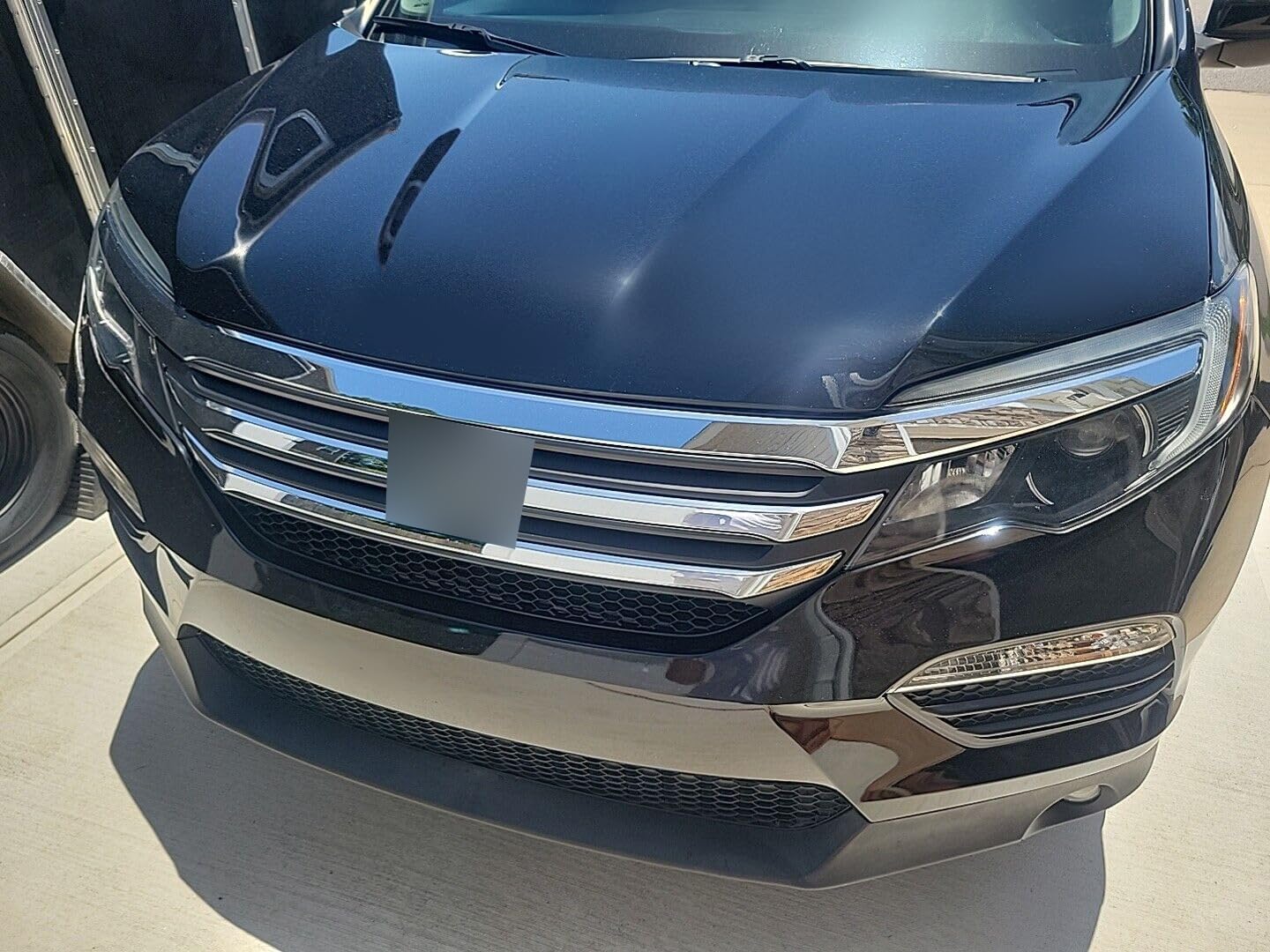 HECASA Front Upper Grille Compatible with 2016-2018 Honda Pilot W/Chrome Trim Molding Mesh Bumper Grill Replacement for HO1200227