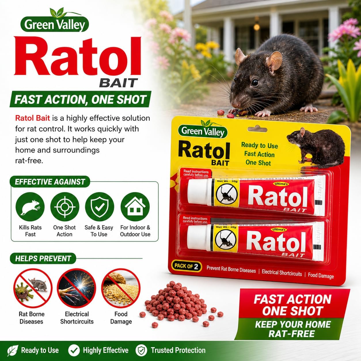 Green Valley Rat Bait - Rodent Killer Paste -3
