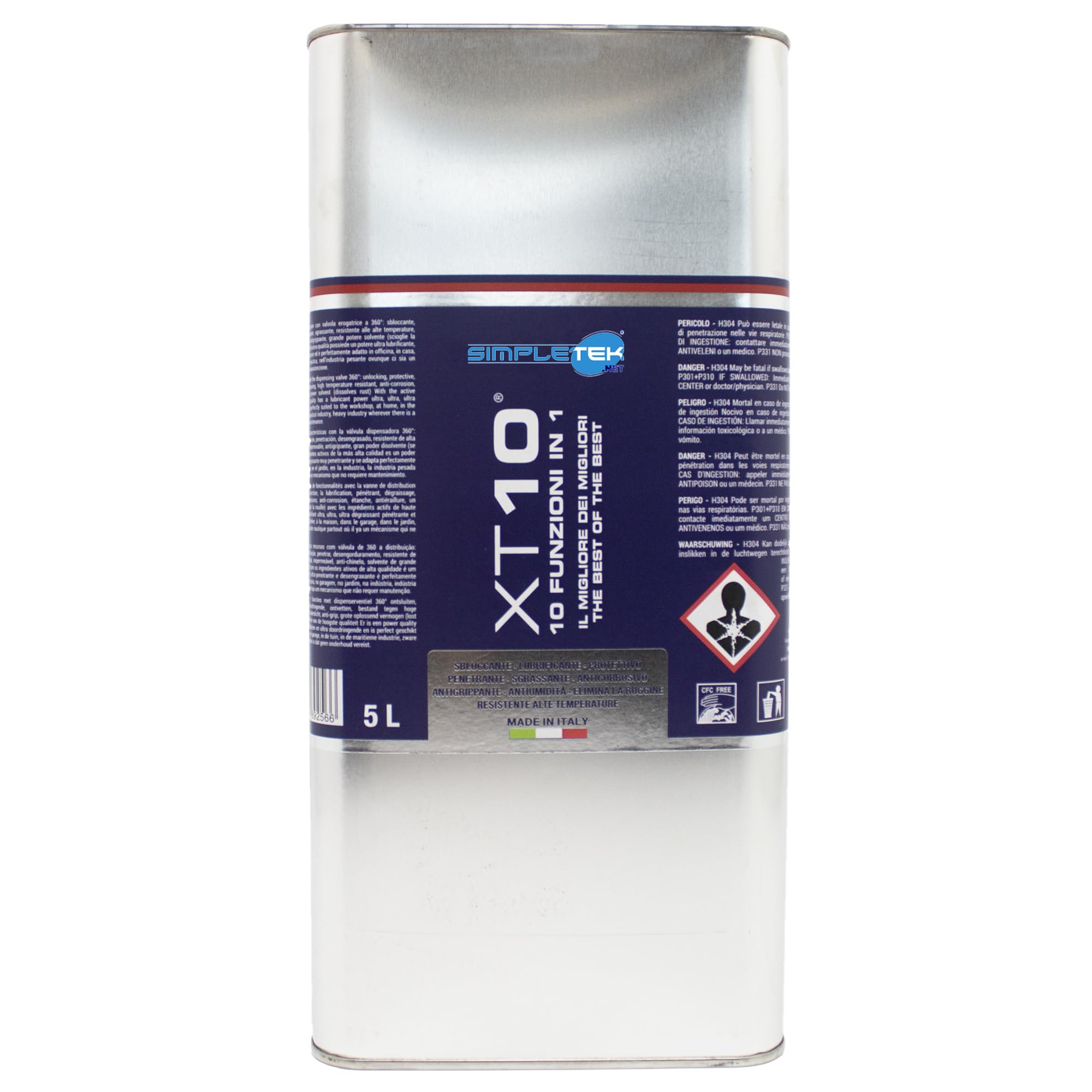 SIMPLETEK - Tanica latta 5L 5 litri lubrificante liquido sbloccante antigrittante alte temperature S161