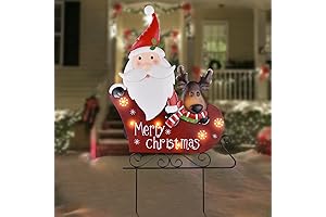 LIGHTSHINE Solar Christmas Metal Decor: Santa, Reindeer, Sleigh