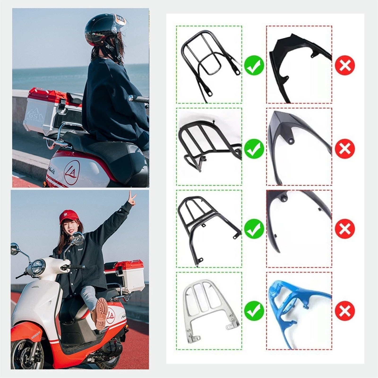 Valise Top Case Moto Top Case, 45L ABS Universel Moto Tail Box Trunk Tour Storage avec Serrure De Sécurité pour Casque Bagages(Color:Red,Size:57L)