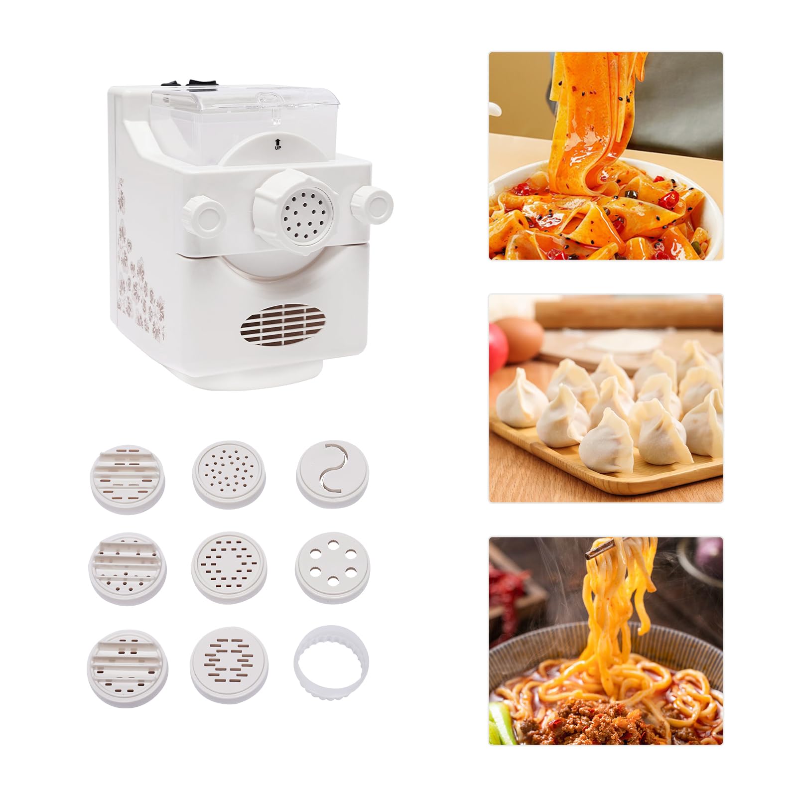 Elektryczna maszynka do makaronu, 180 W, 220 V, automatyczna maszynka do makaronu, do gospodarstwa domowego, z 9 tarczami, elektryczna maszyna do spaghetti, do różnych rodzajów makaronu