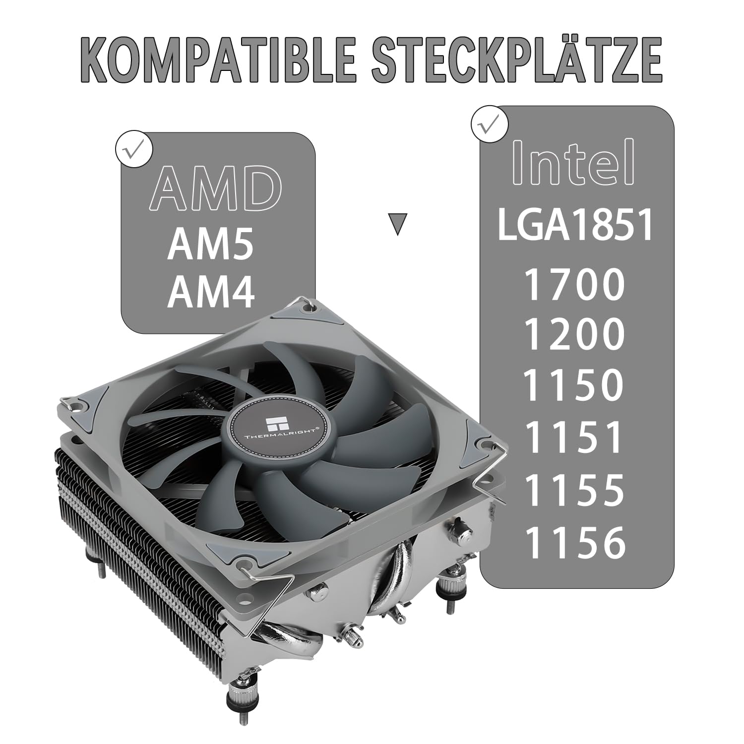 Thermalright AXP90-X36 Refroidisseur D'air Pour Processeur, 36 Mm De Hauteur, TL-9015B Slim PWM, Technologie AGHP, Pour AMD AM4/AM5 Intel 1700/1150/ 1151/1155/1156/1200 (noir