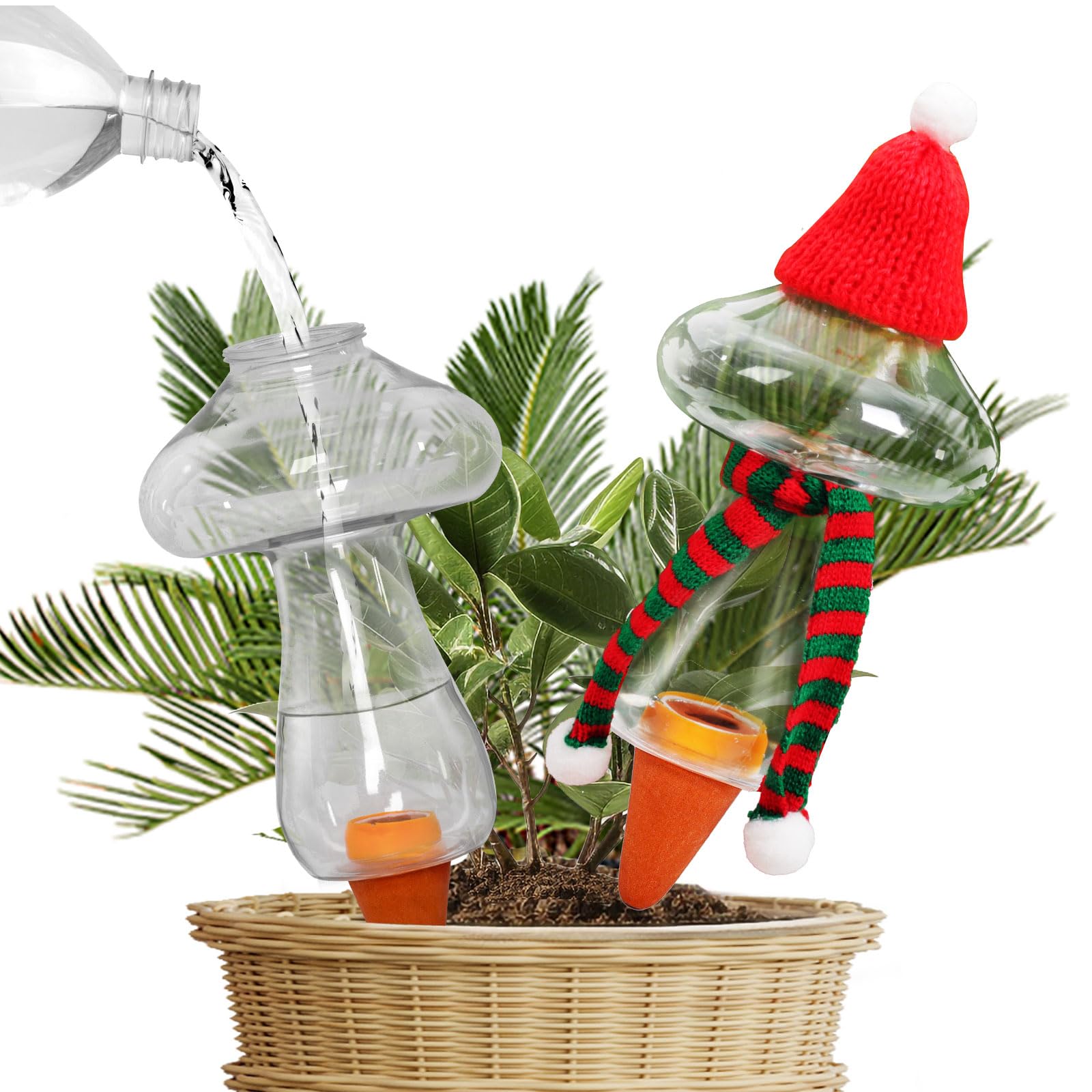 Yurucenus 2-Pack Plant Watering Globes - Mushroom Self Watering Globes for Indoor/Outdoor Plants, Large 300ml Watering Bulbs with Terracotta Spikes, Gift for Plant Lovers