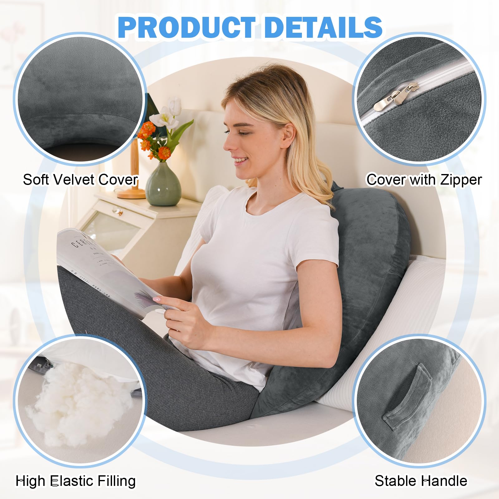 Mingfuxin Reading Pillow for Gaming Arm Lap Support Gaming Pillows with Elbow Rest for Adults & Kids Sitting in Bed Sofa Floor - Image 3
