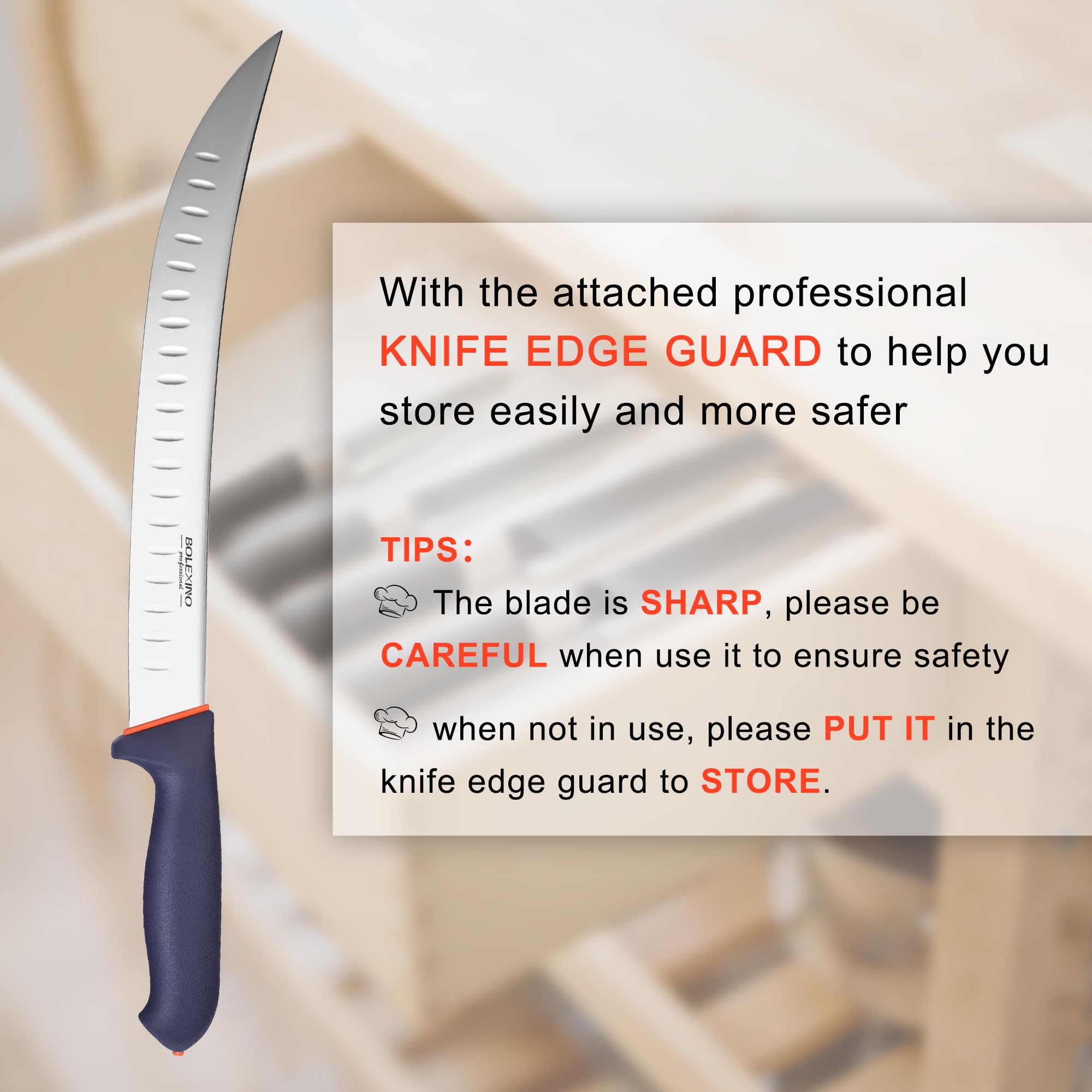 Brisket Slicing Knife, 12" Carving Knife W/Granton Edge for Meat — Amazon image 6