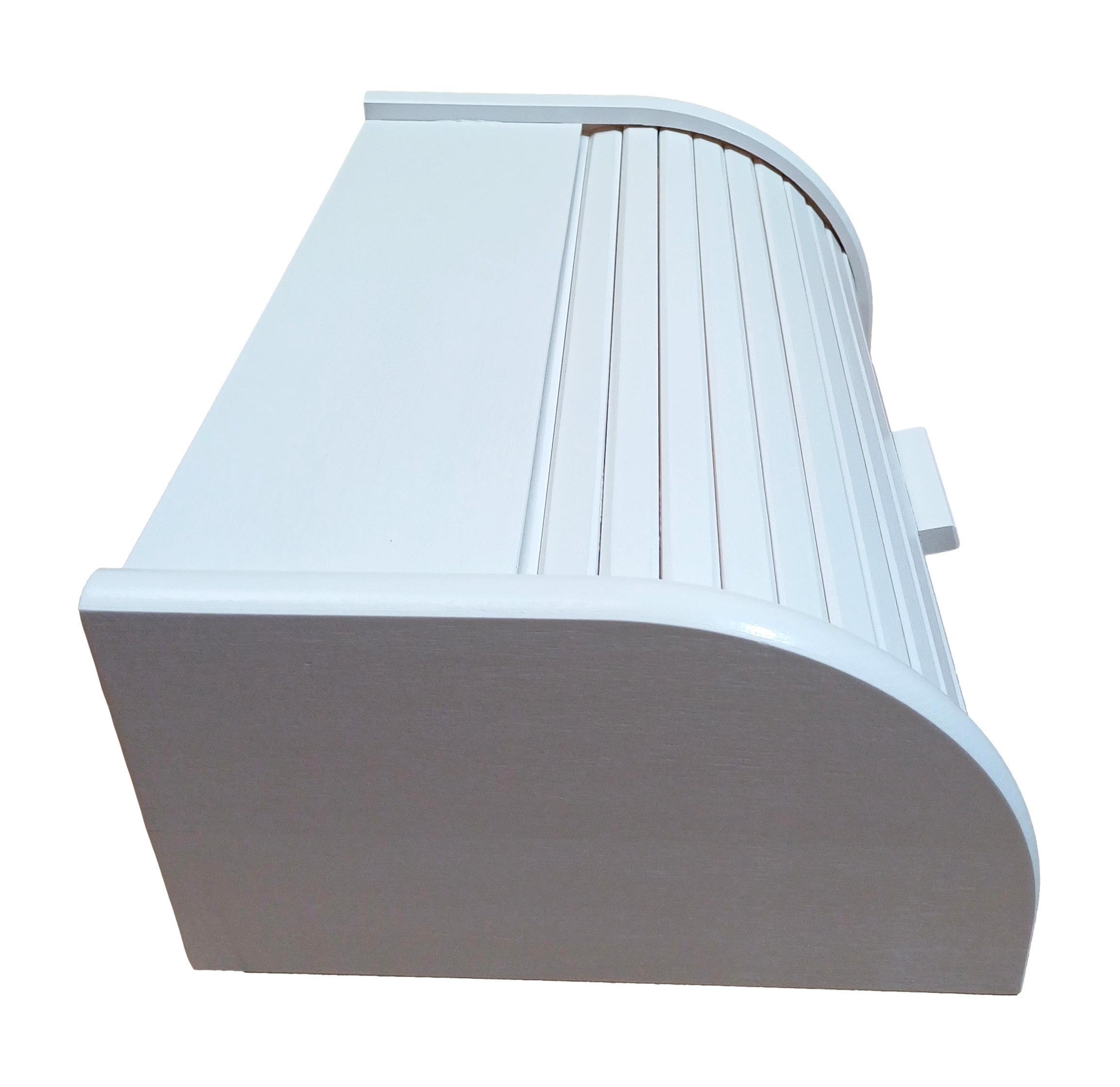 Panera de madera con tapa corredera de madera densa - Grande - BLANCO