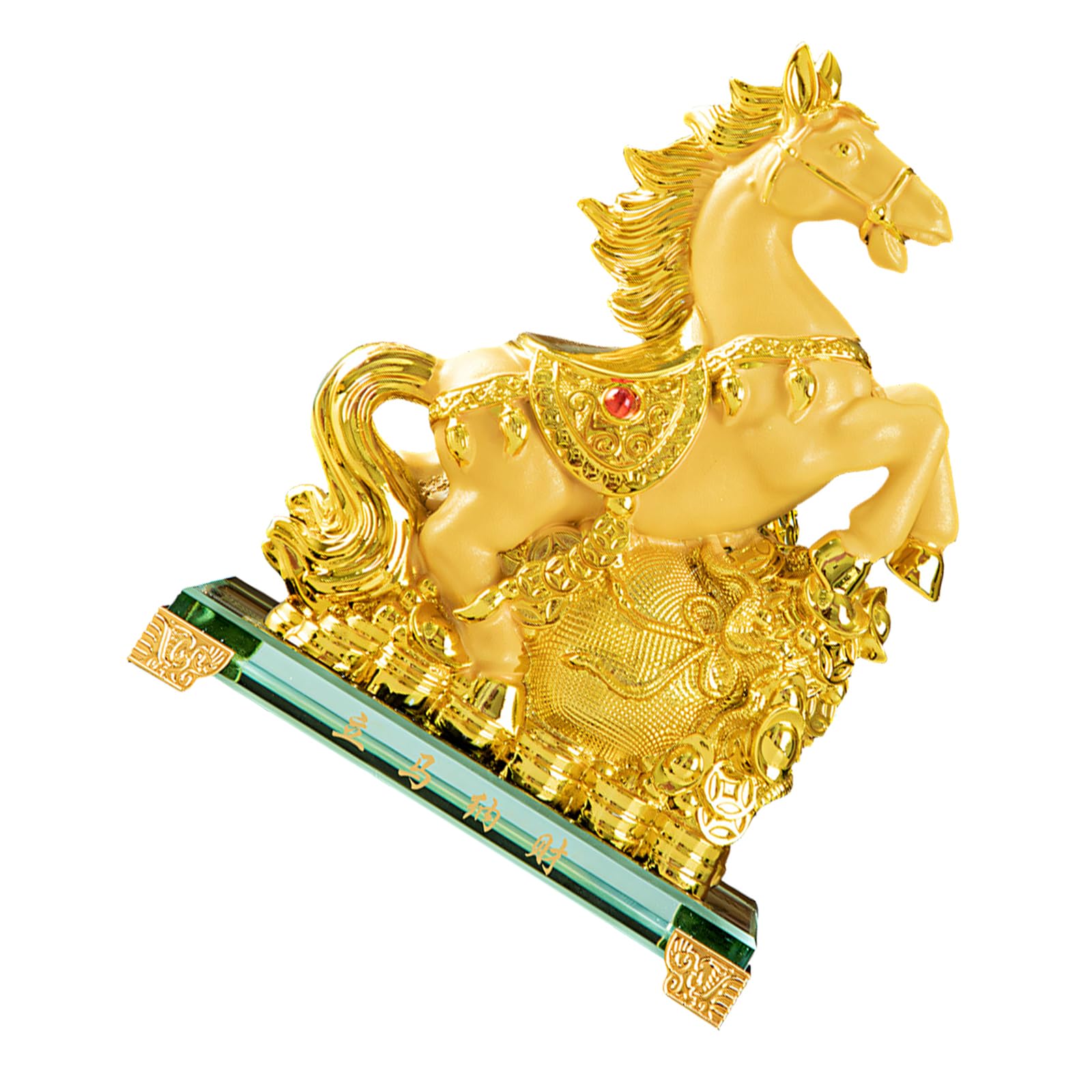 Hsioluted Golden Resin Feng Shui Horse Success Statue Chinese Animal Home Table Decoration for Luck Wealth Decoration Resin Horse Sculpture Home