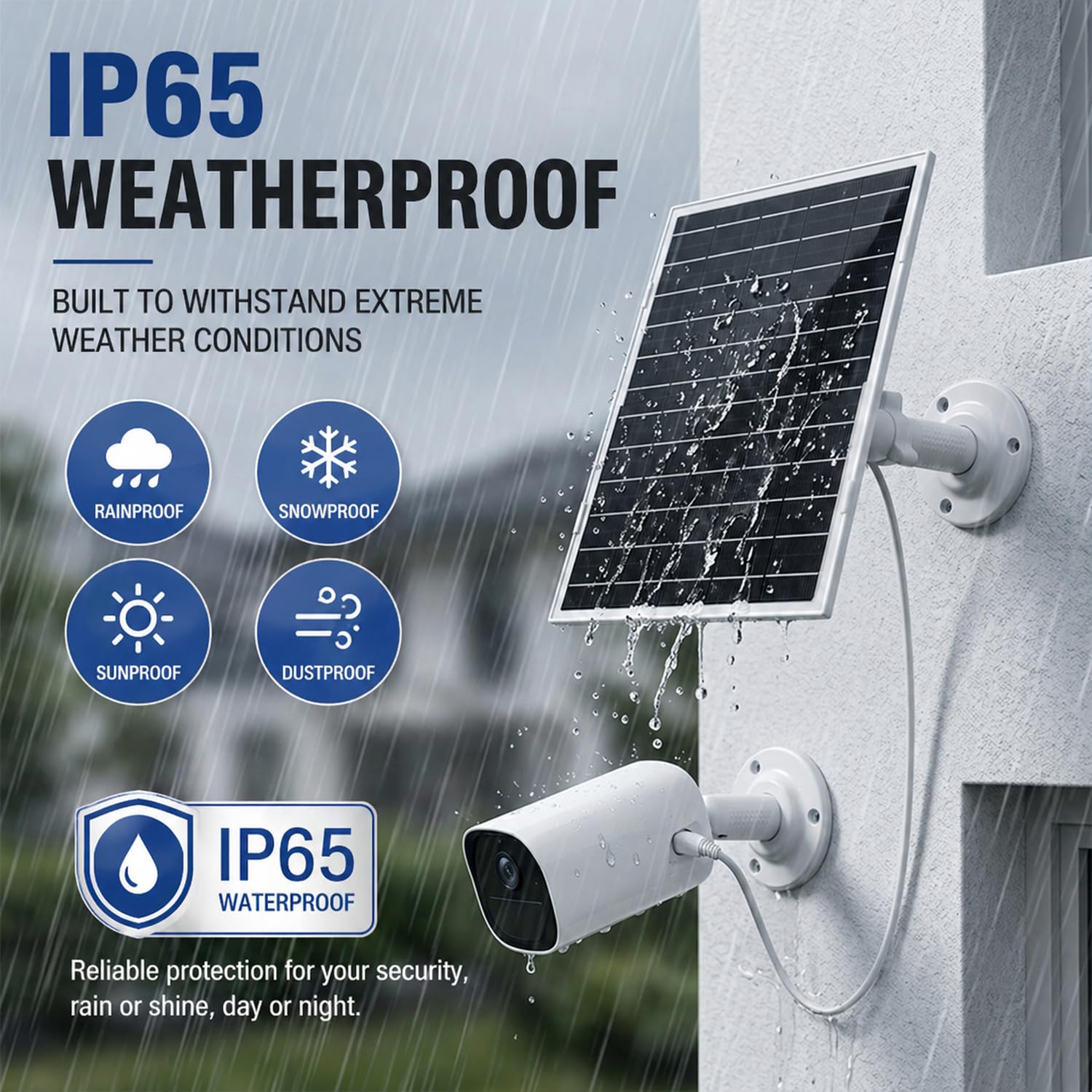 Paneles solares de 8 W para cámara de seguridad, panel solar con puerto micro USB y USB-C para cámara de batería recargable de 5 V CC para exteriores, IP65 impermeable (1 unidad)
