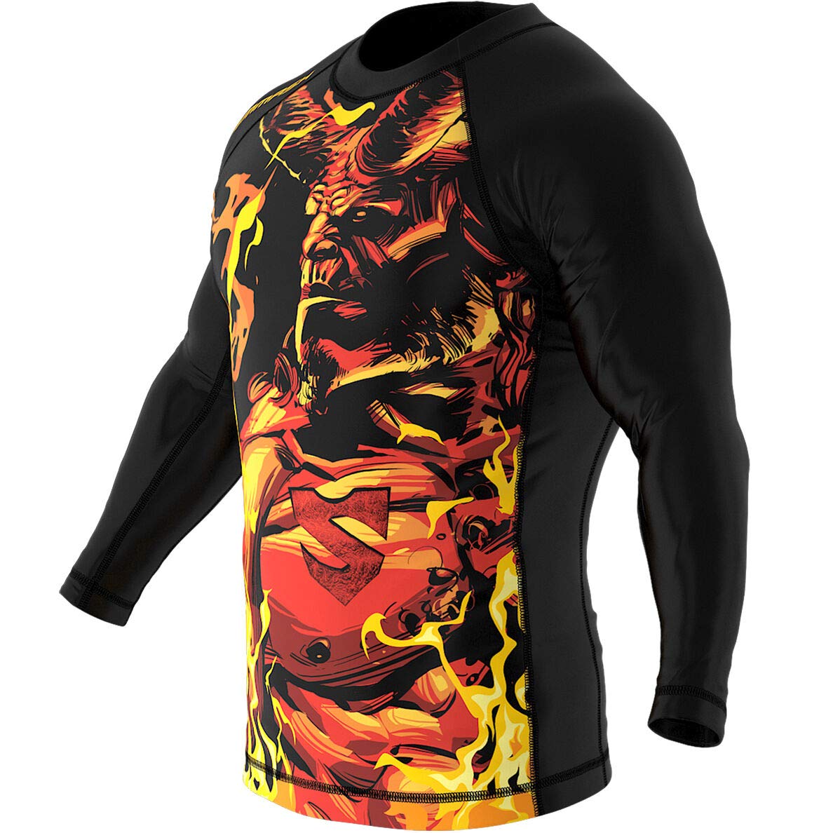 SMMASH Hellion Rashguard Niño Manga Larga, Camisetas para MMA, Artes Marciales, Deportivo Niño Camiseta, Krav Maga, BJJ, K1, Karate, Material Transpirable y Antibacteriano