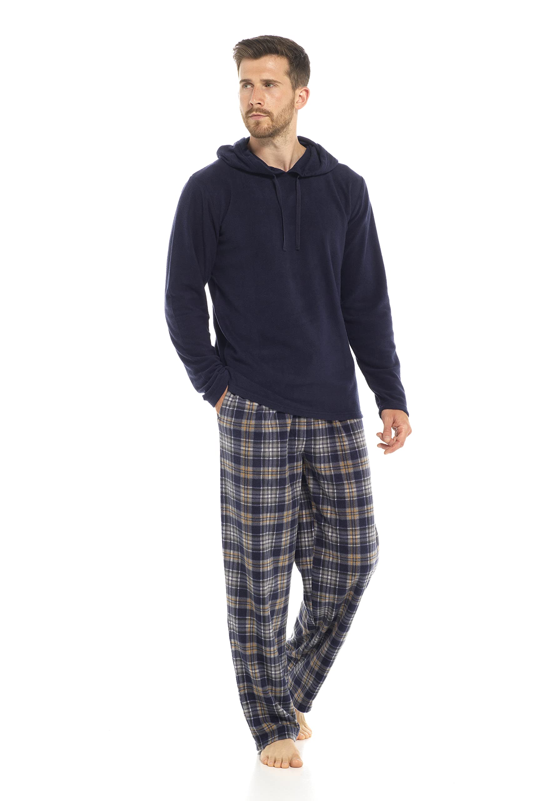 Toro Roccomens Hooded Check Fleece Pyjama Set Long Sleeve Soft