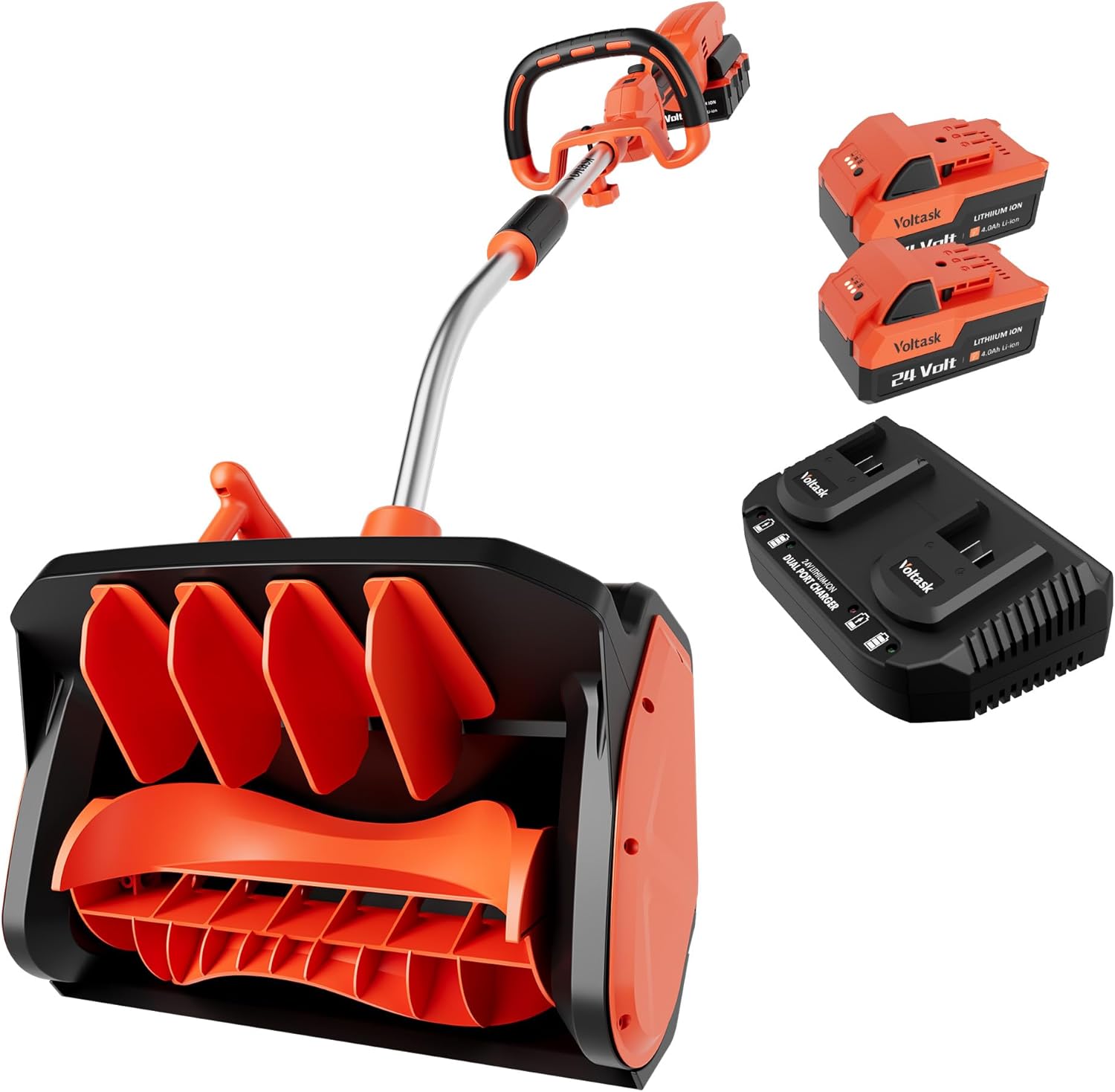 VOLTASK Cordless Snow Shovel, 48V | 17-Inch Cordless Snow Blower, Battery Snow Blower with Directional Plate (2 * 24V Battery & Dual Quick Charger Included)