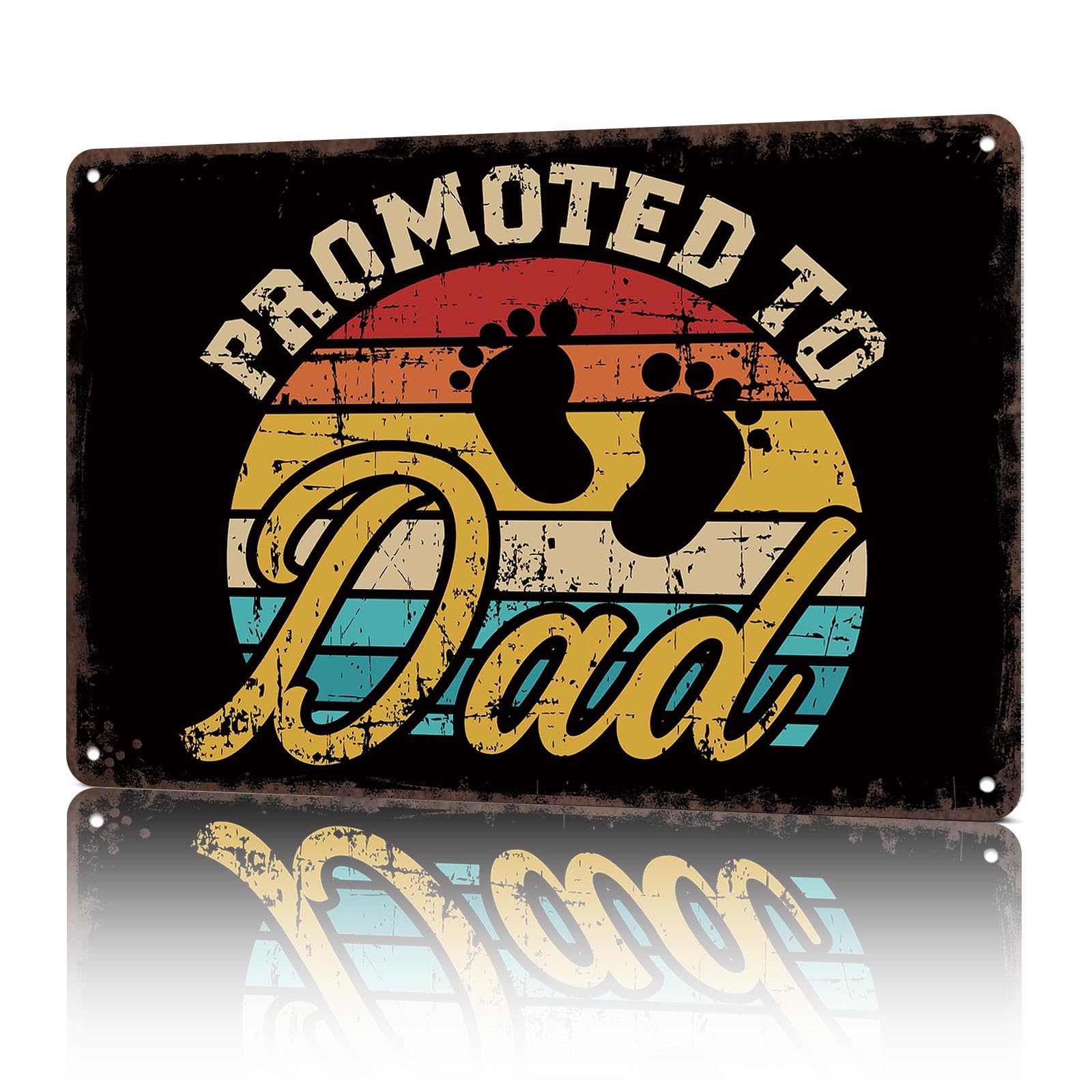 KWQDOZF Vintage Metal Signs Promoted To Dad Vintage Funny Tin Sign Poster Wall Art For Home Room Bedroom Office Decor 8x12inch