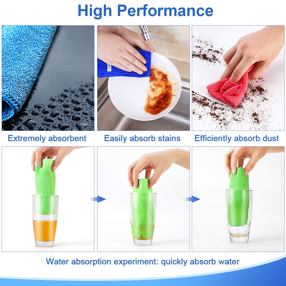 12Pcs Premium Microfiber Cleaning Cloths - Highly Absorbent, Lint Free, Streak Free, Micro Fiber Cleaning Towels, Dish Cloth, Wash Clothes, Size: 12" x 12" by ovwo - Especially for Kitchen, Home 3