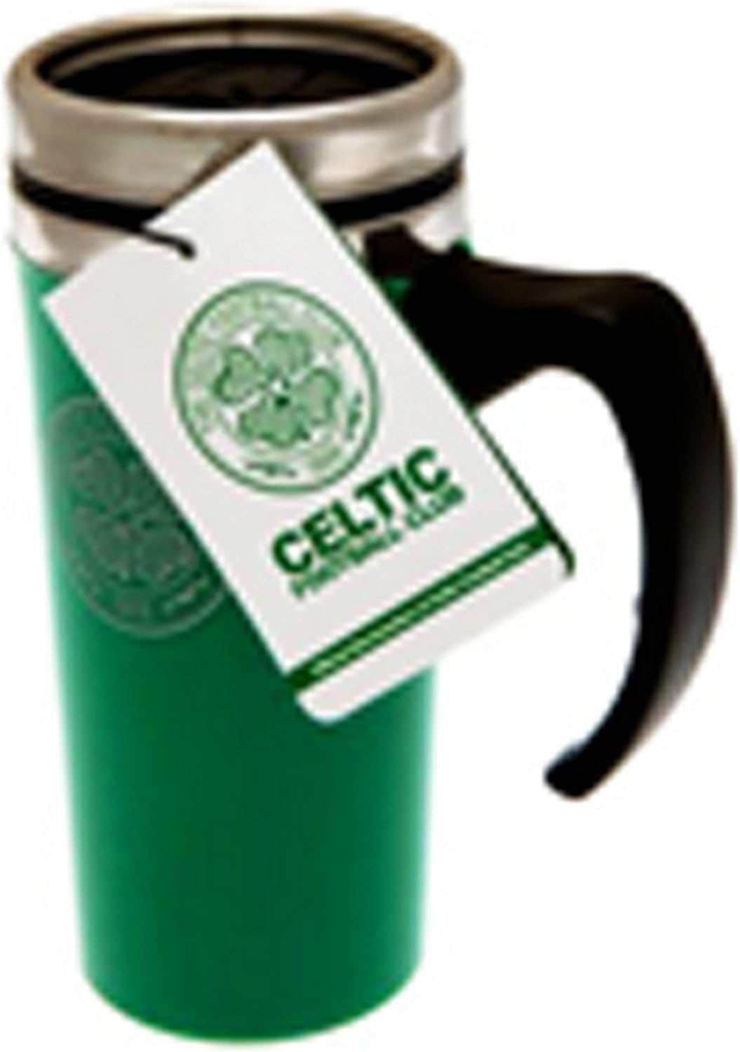 Celtic FC Official Football Aluminium Travel Mug (One Size) (Green/Silver) 450 ml